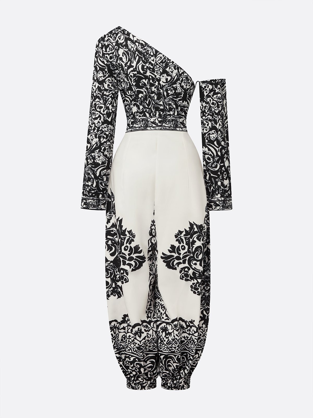 Casual Printed Asymmetrical Off-Shoulder Jumpsuit