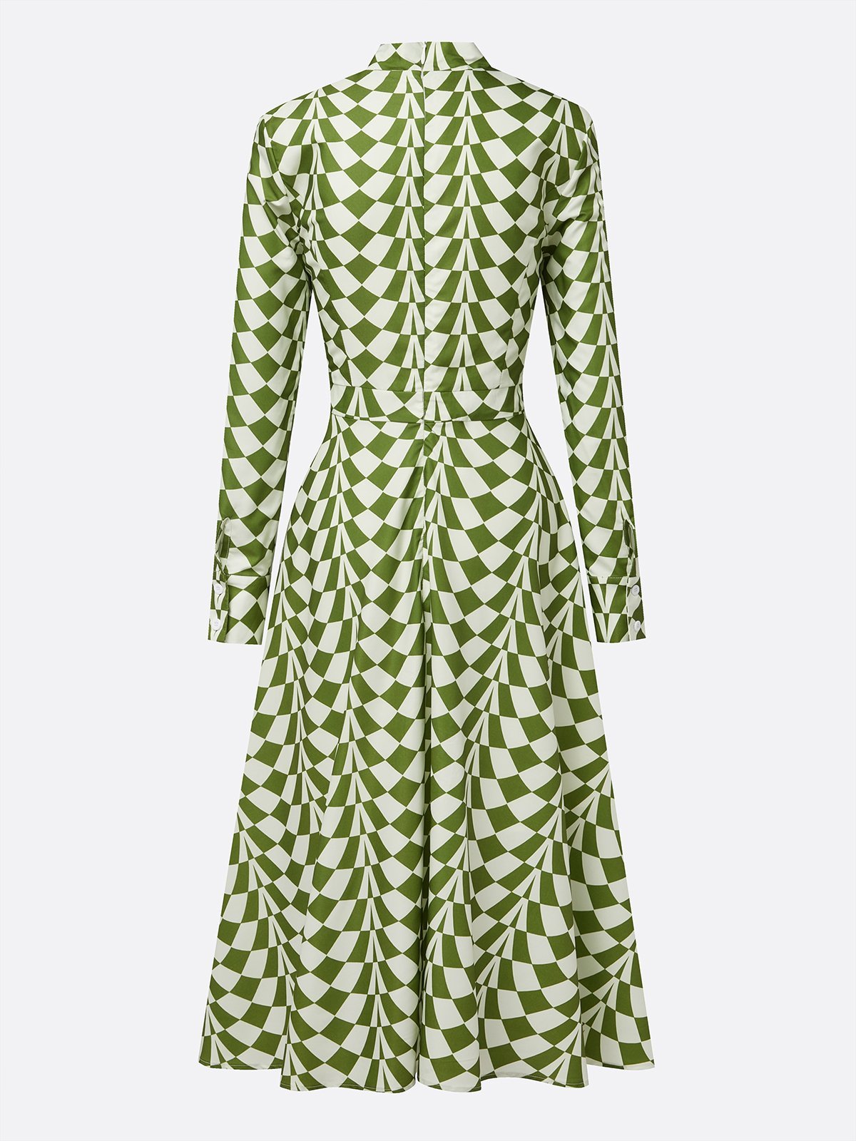 Elegant Geometric Mock Neck Midi Dress