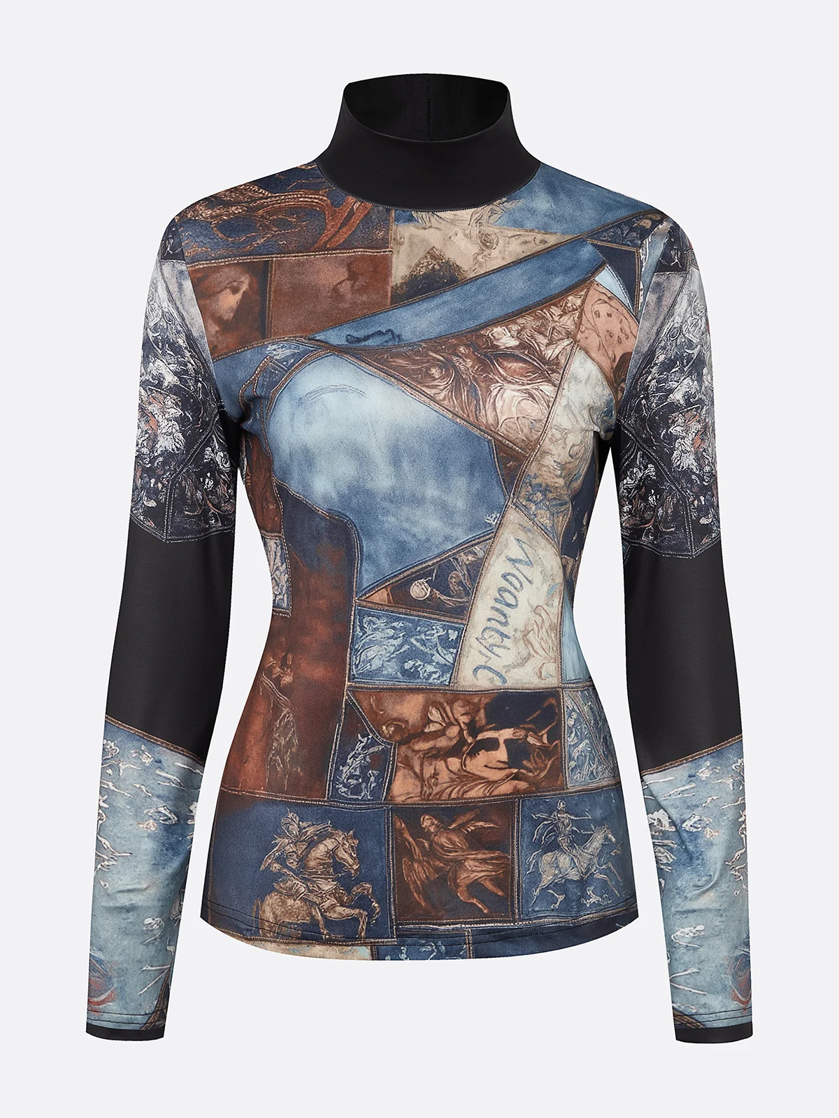 Urban Abstract Printing Stand Collar T-shirt