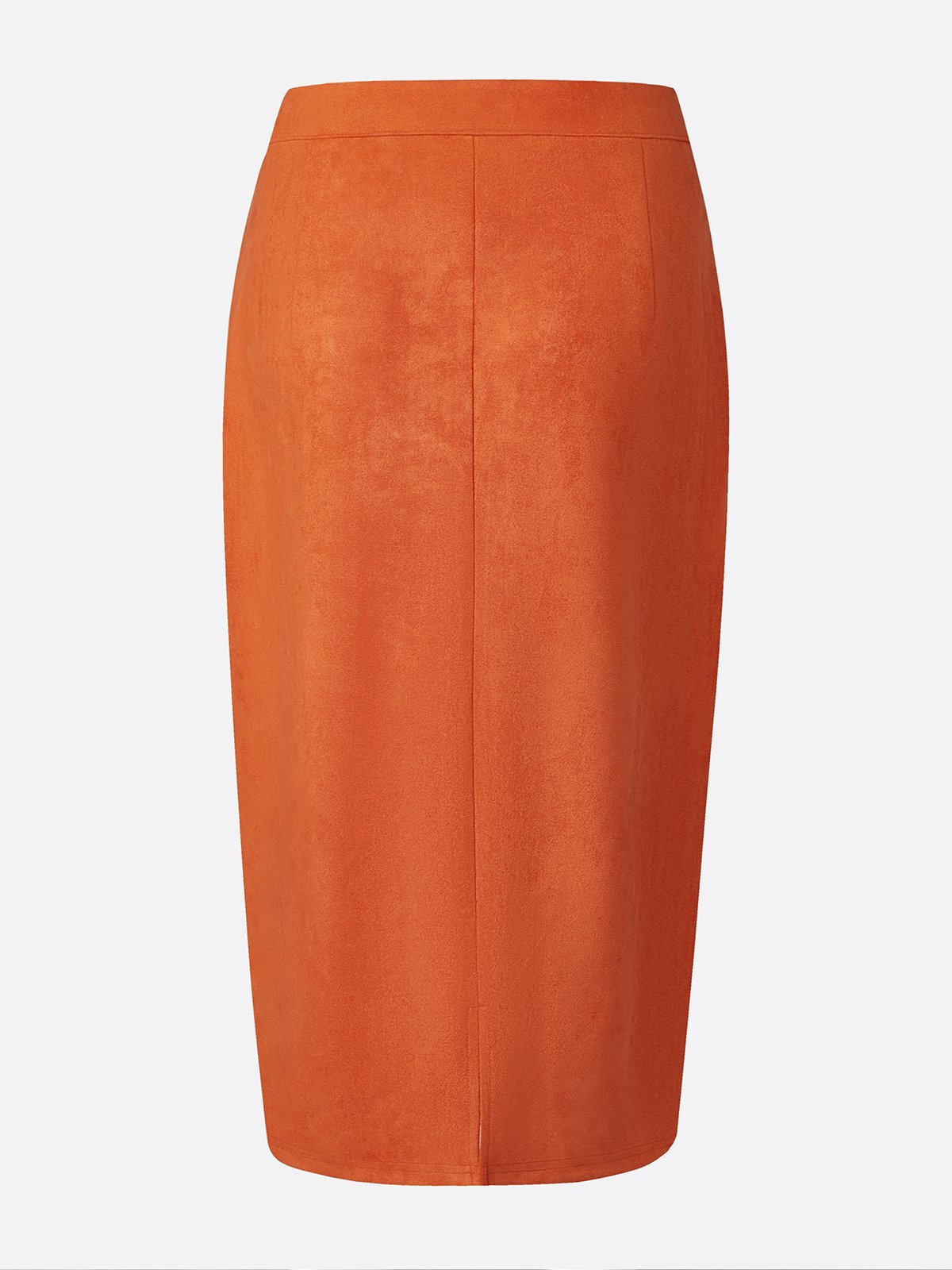 Urban Plain Midi Faux Leather Skirt