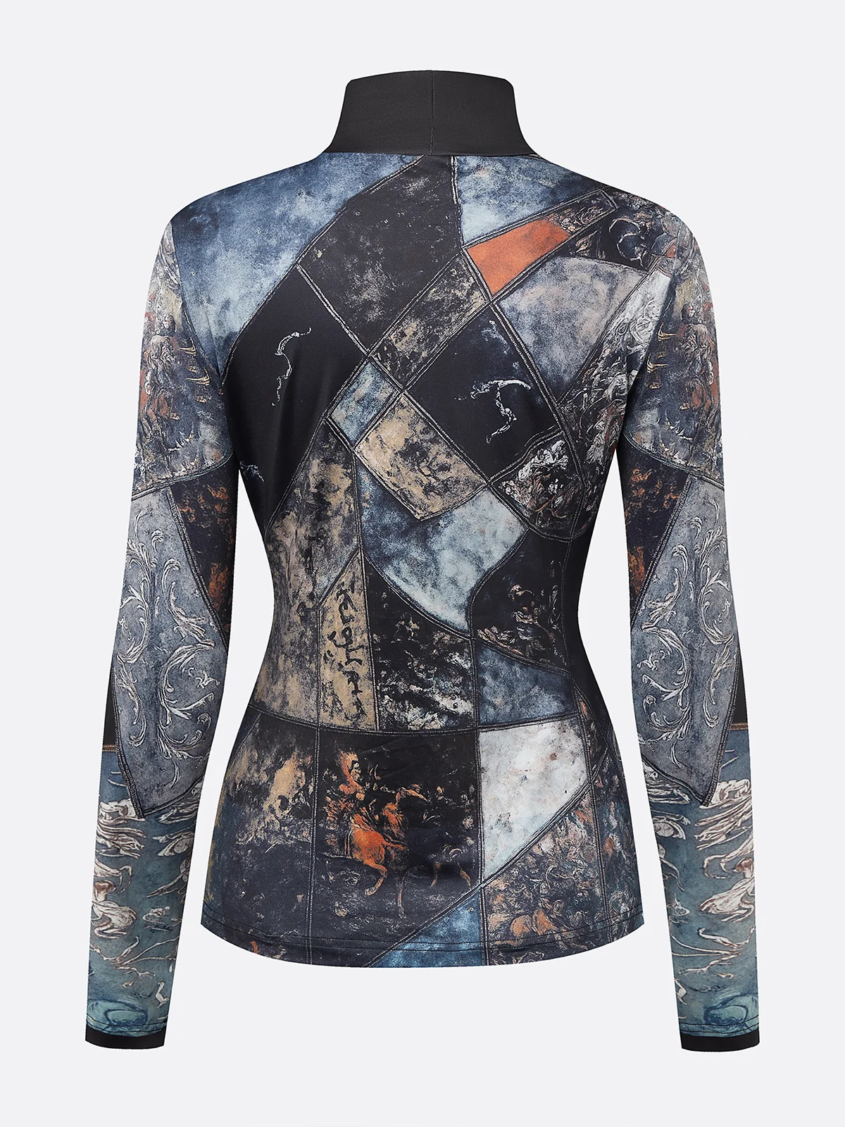 Urban Abstract Printing Stand Collar T-shirt