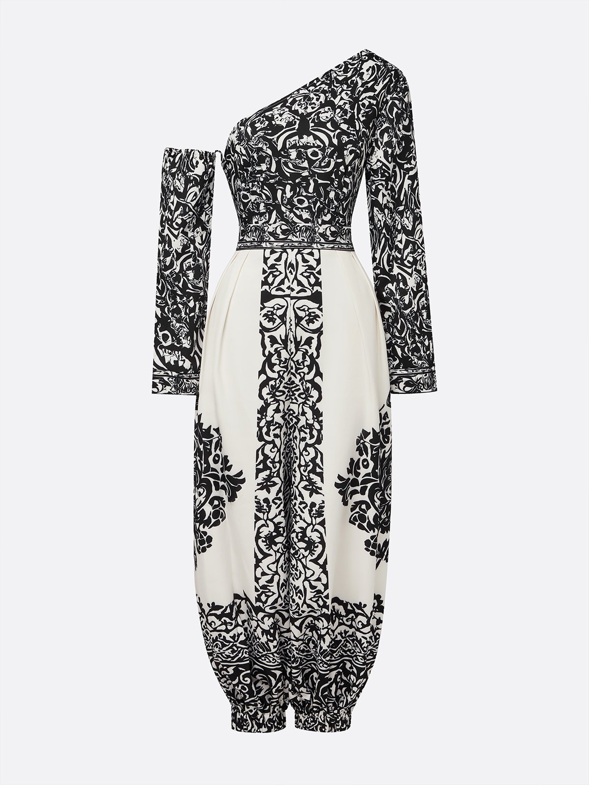 Casual Printed Asymmetrical Off-Shoulder Jumpsuit