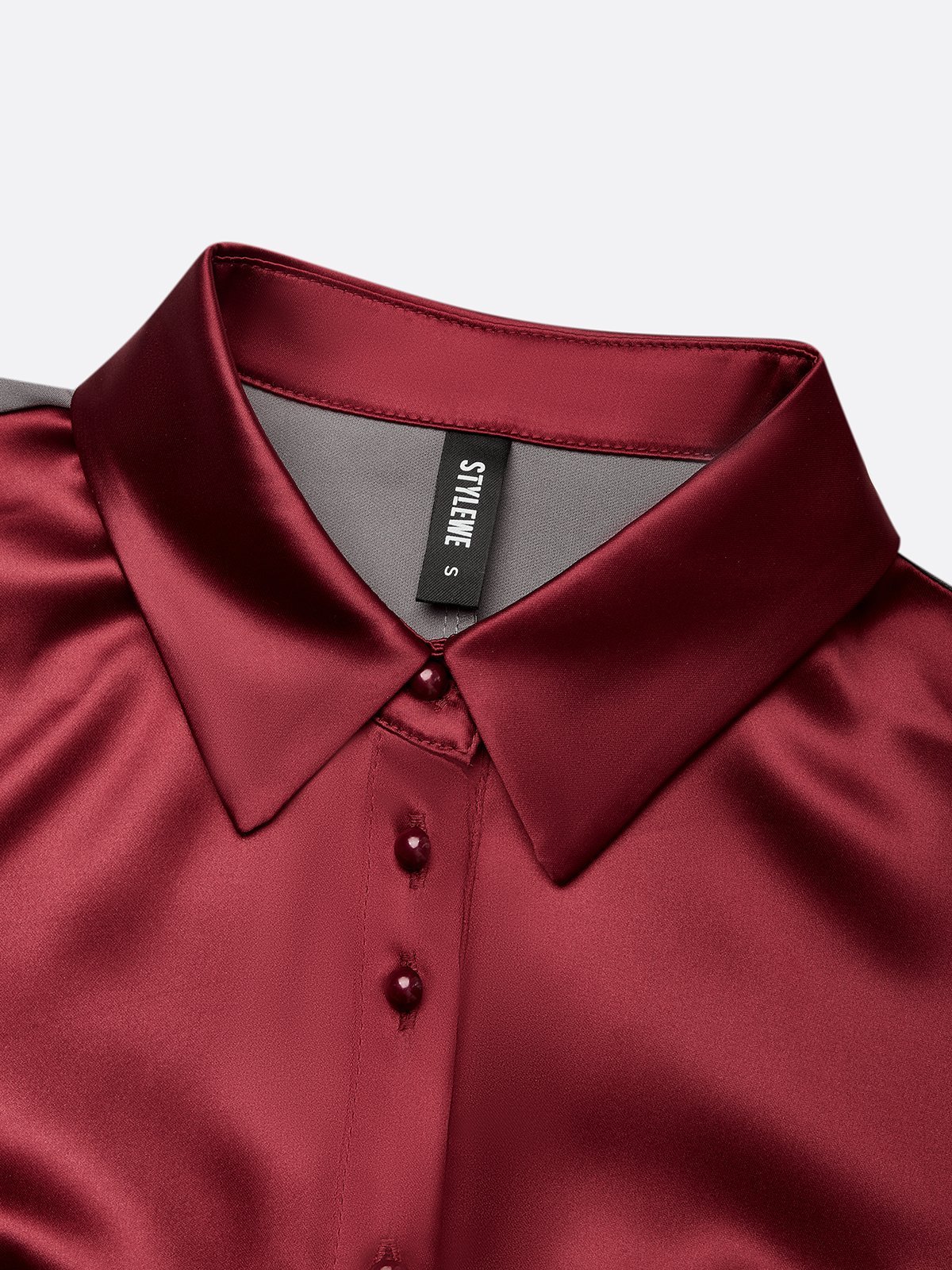 Satin Urban Color Block Split Joint Shirt