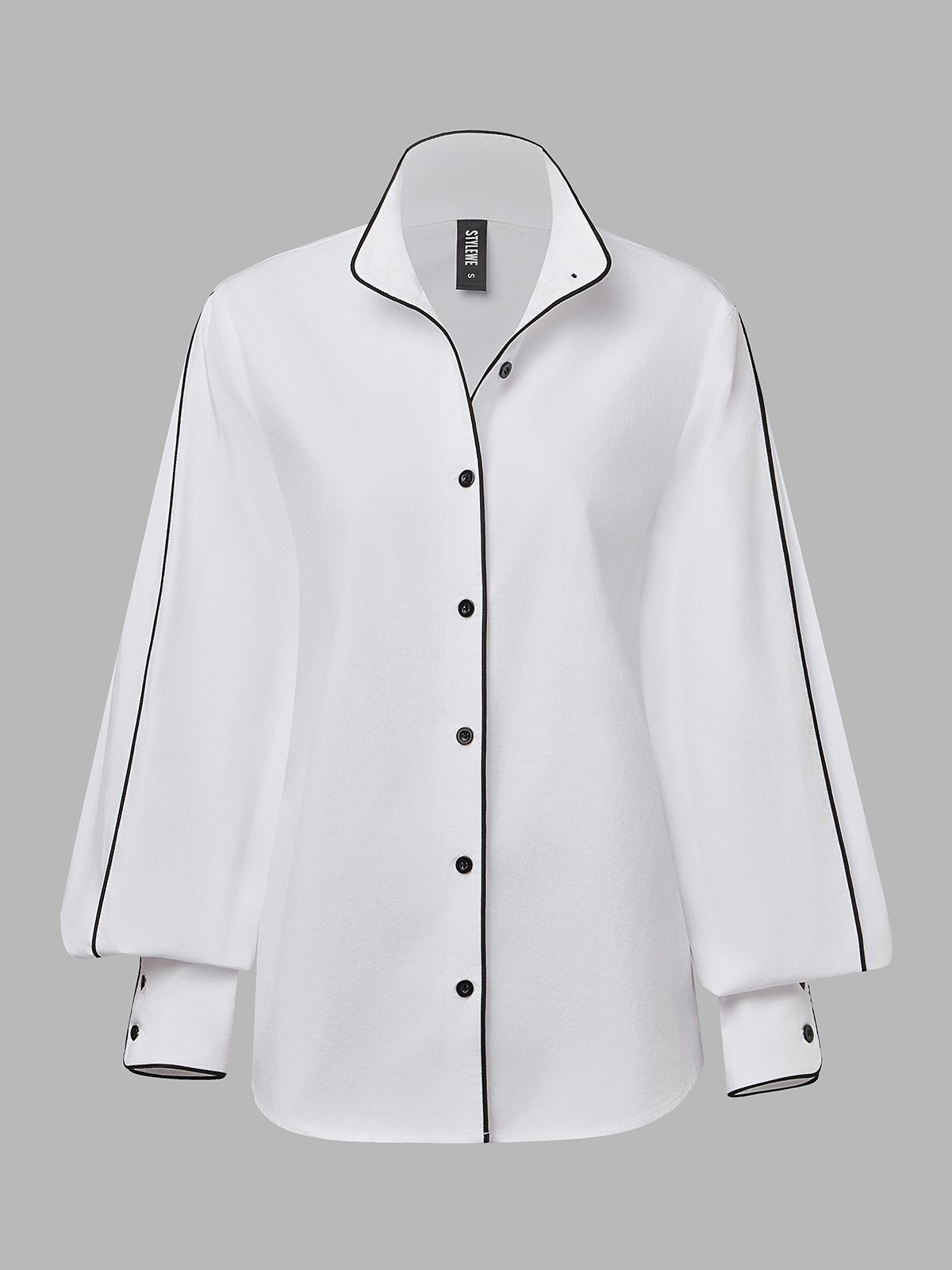 Urban Color-Block Stand Collar Shirt