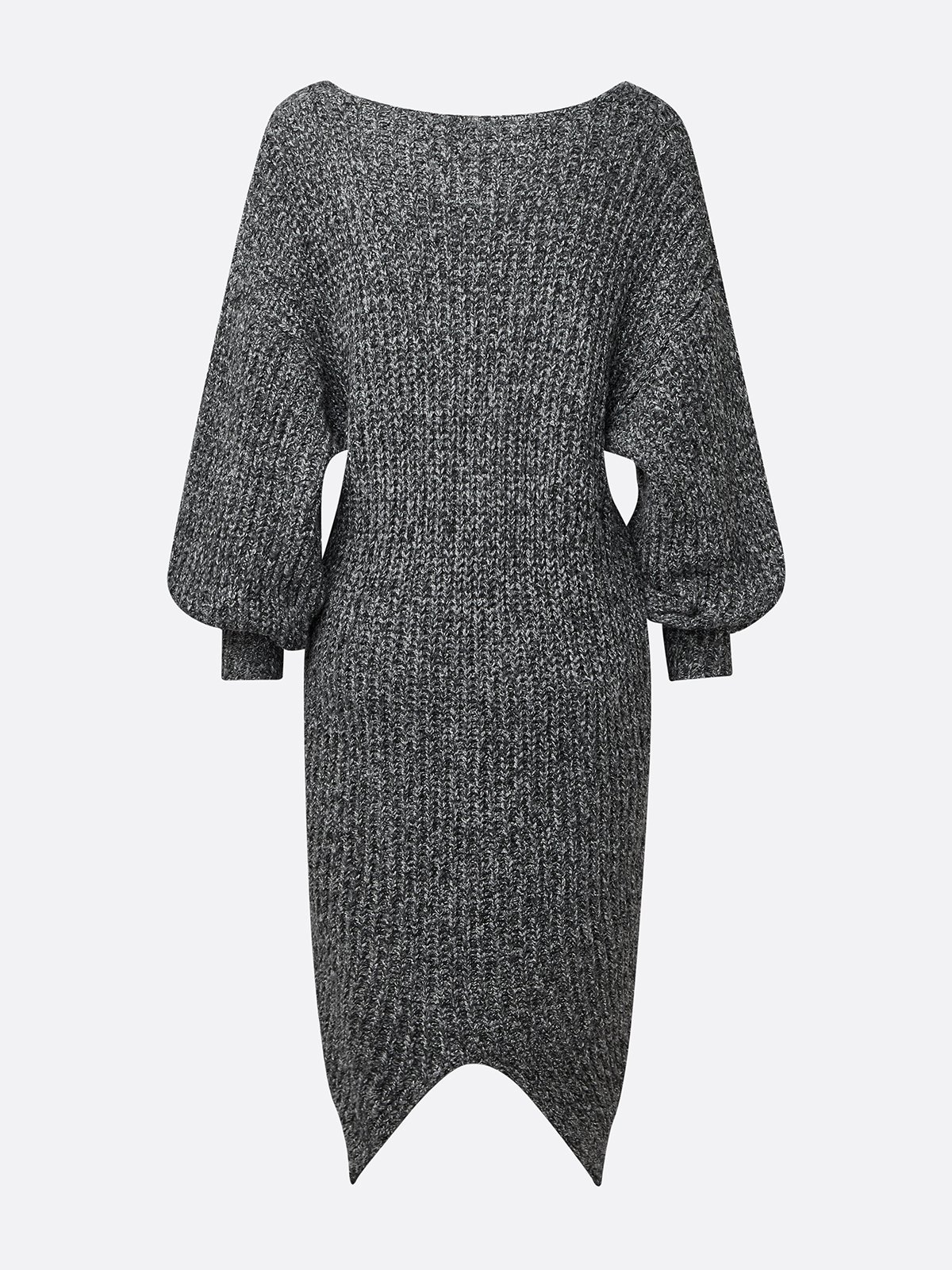 Urban Plain V Neck Sweater Midi Dress