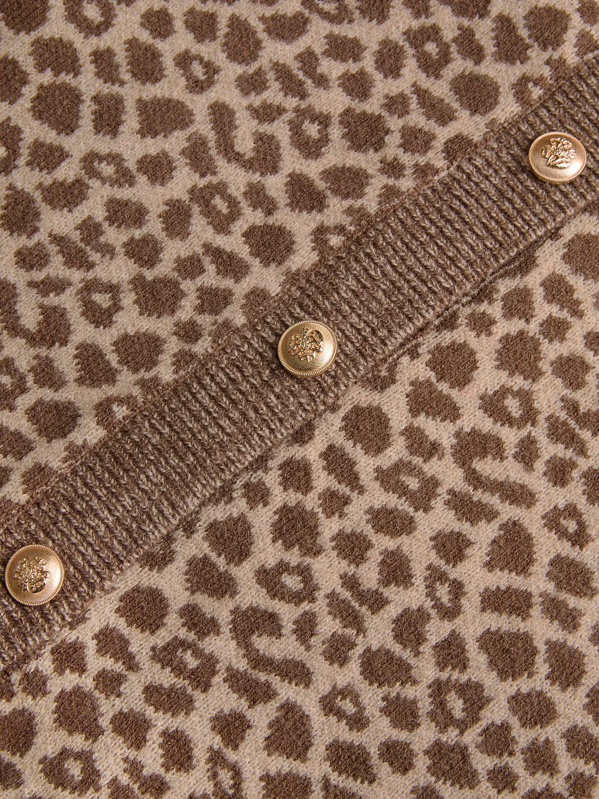 Yarn/Wool Yarn Urban Leopard Buttoned Cardigan | stylewe