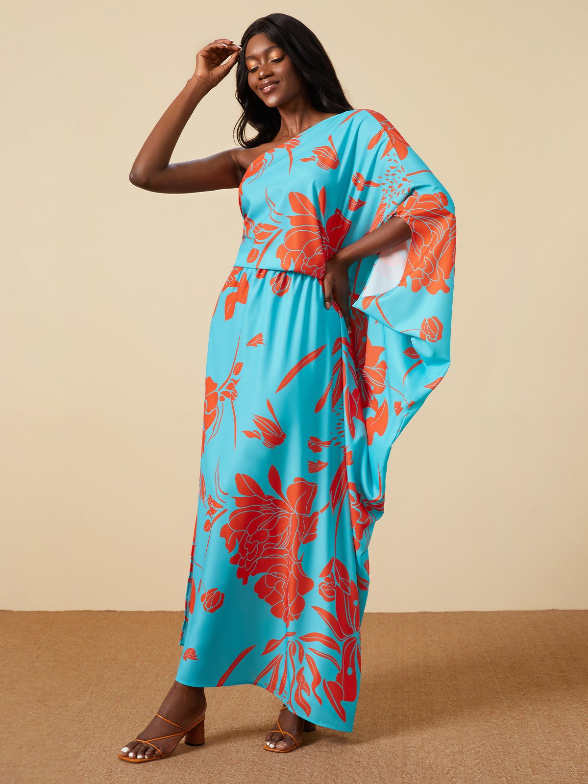 Off The Shoulder Floral Vacation Regular Fit Midi Dress