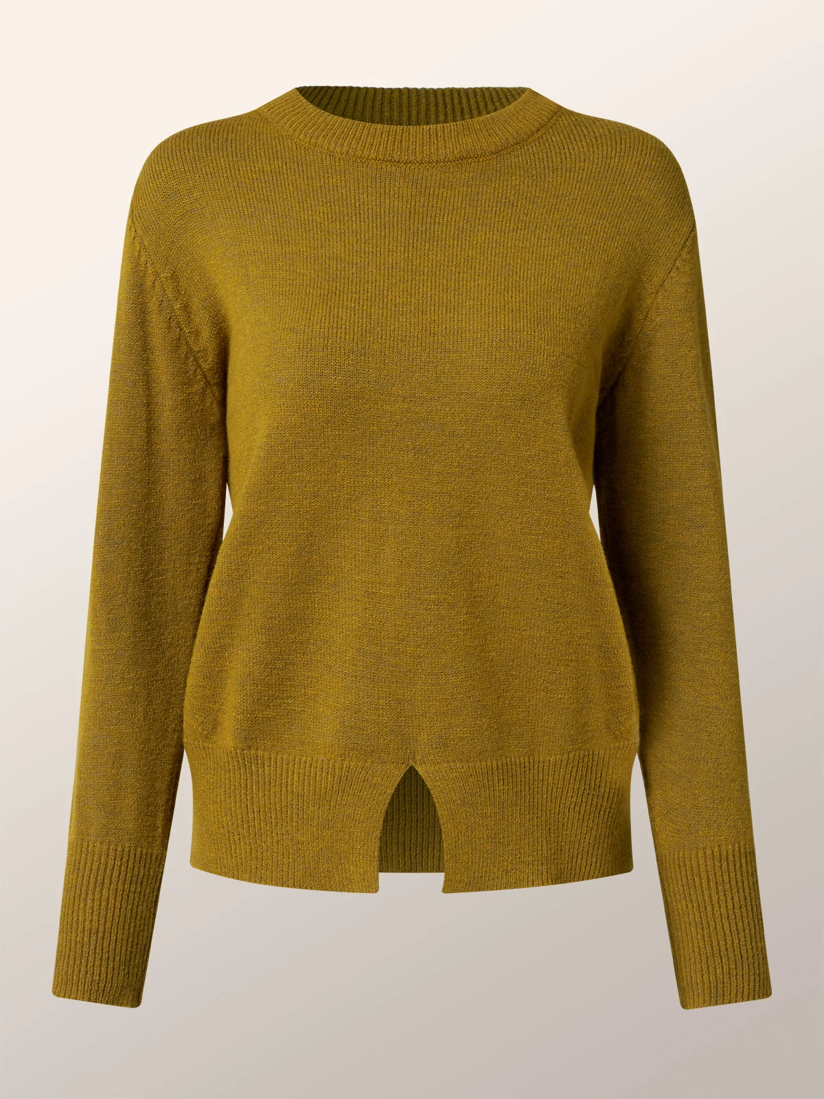 Green Daily Long sleeve Plain Simple Regular Fit Sweater