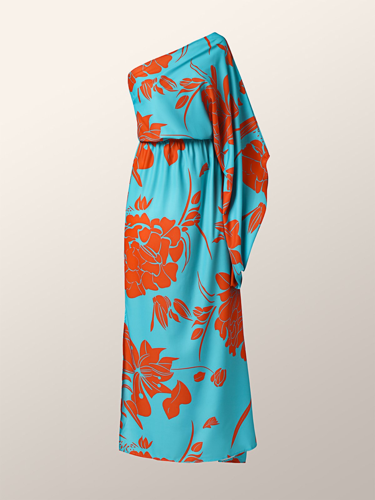 Off The Shoulder Floral Vacation Regular Fit Midi Dress