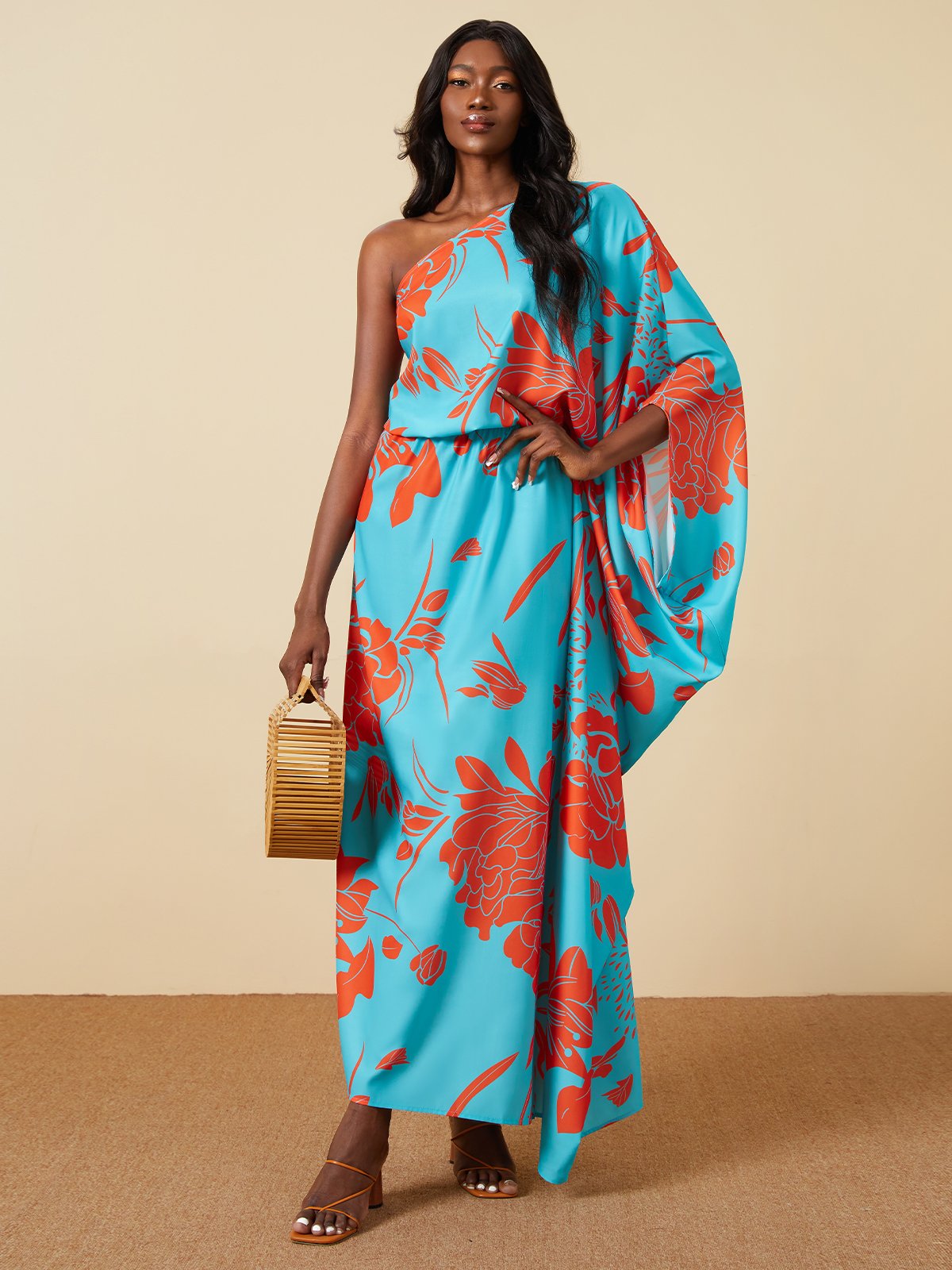 Off The Shoulder Floral Vacation Regular Fit Midi Dress