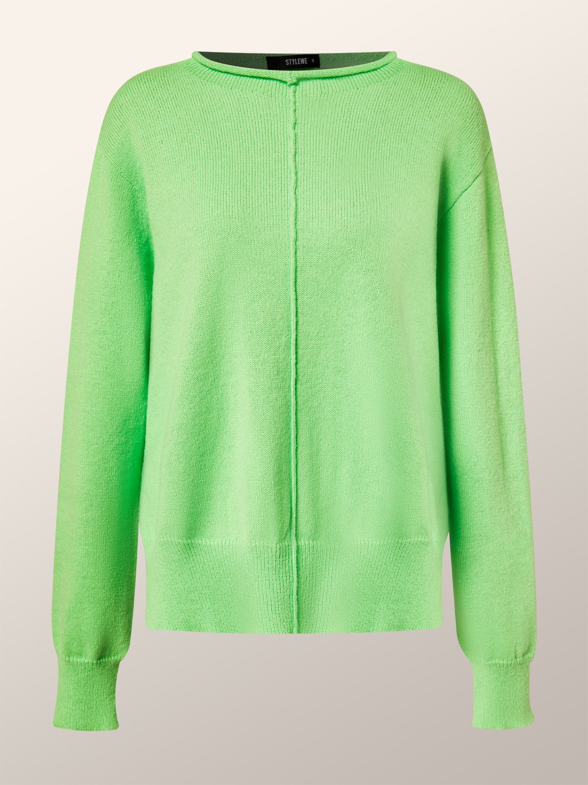 Urban Stand Collar Plain Long Sleeve Sweater stylewe