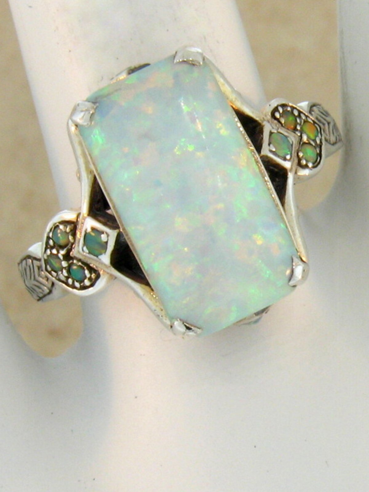 Vintage White Opal Ancient Silver Ring | stylewe