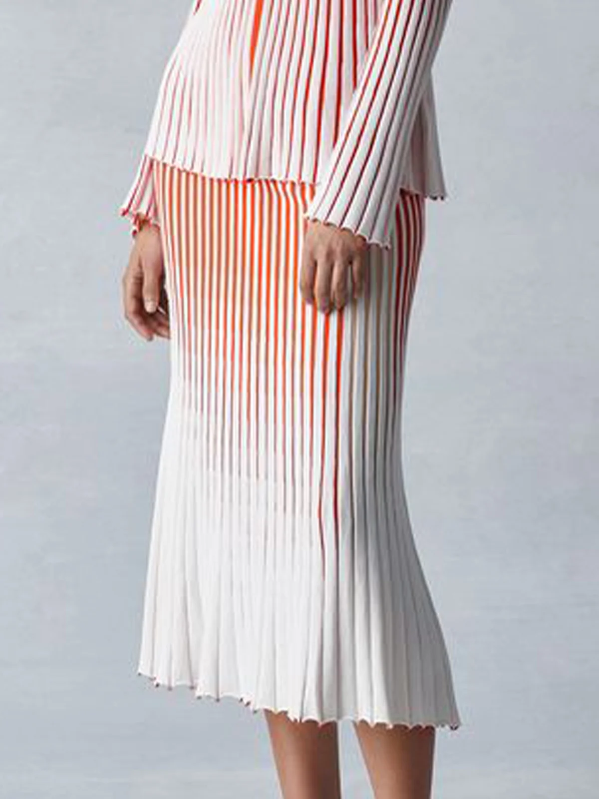 Urban Striped Color Block Midi Skirt Sweater | stylewe