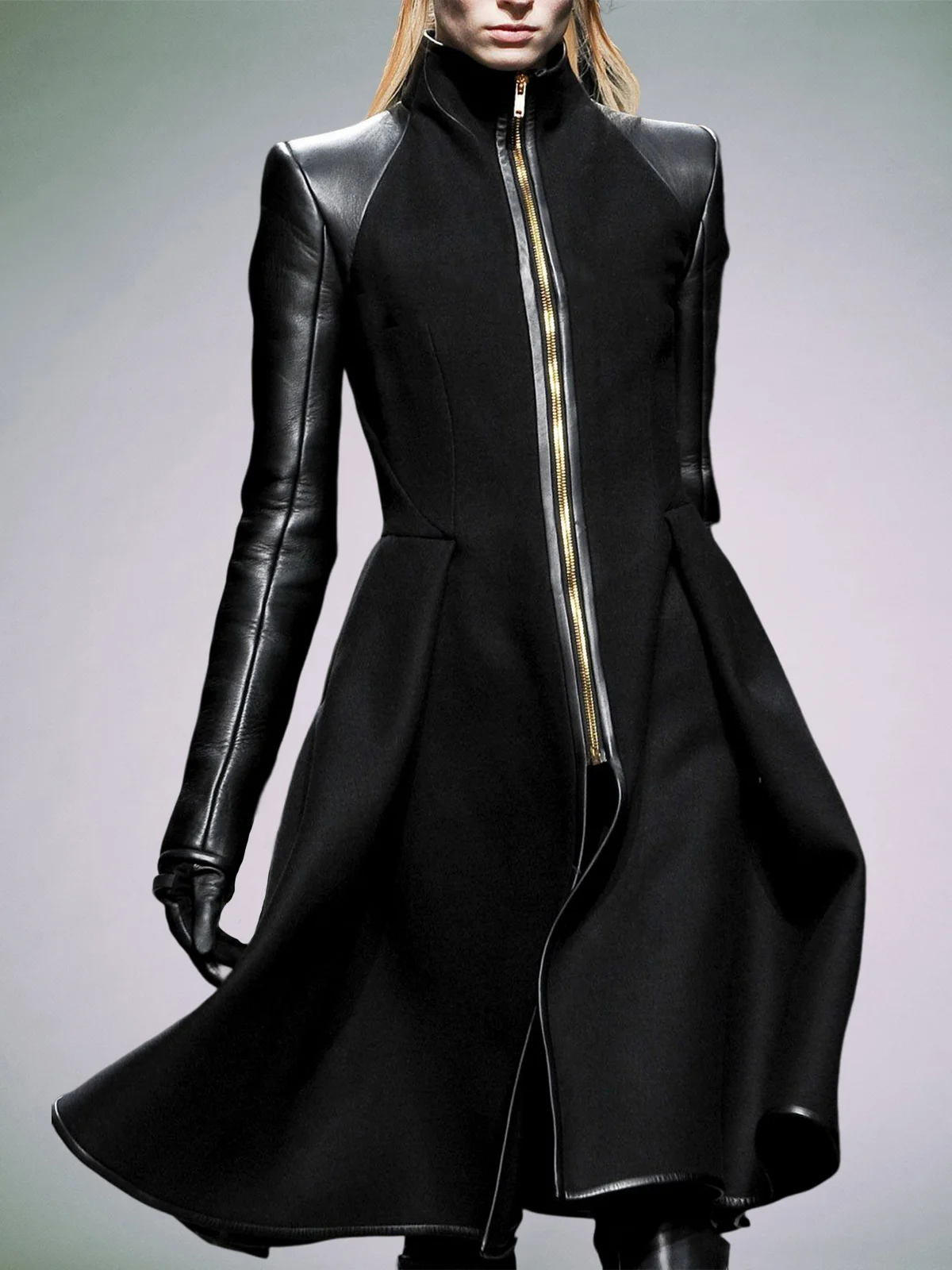 Stand Collar Plain Regular Fit Jacket