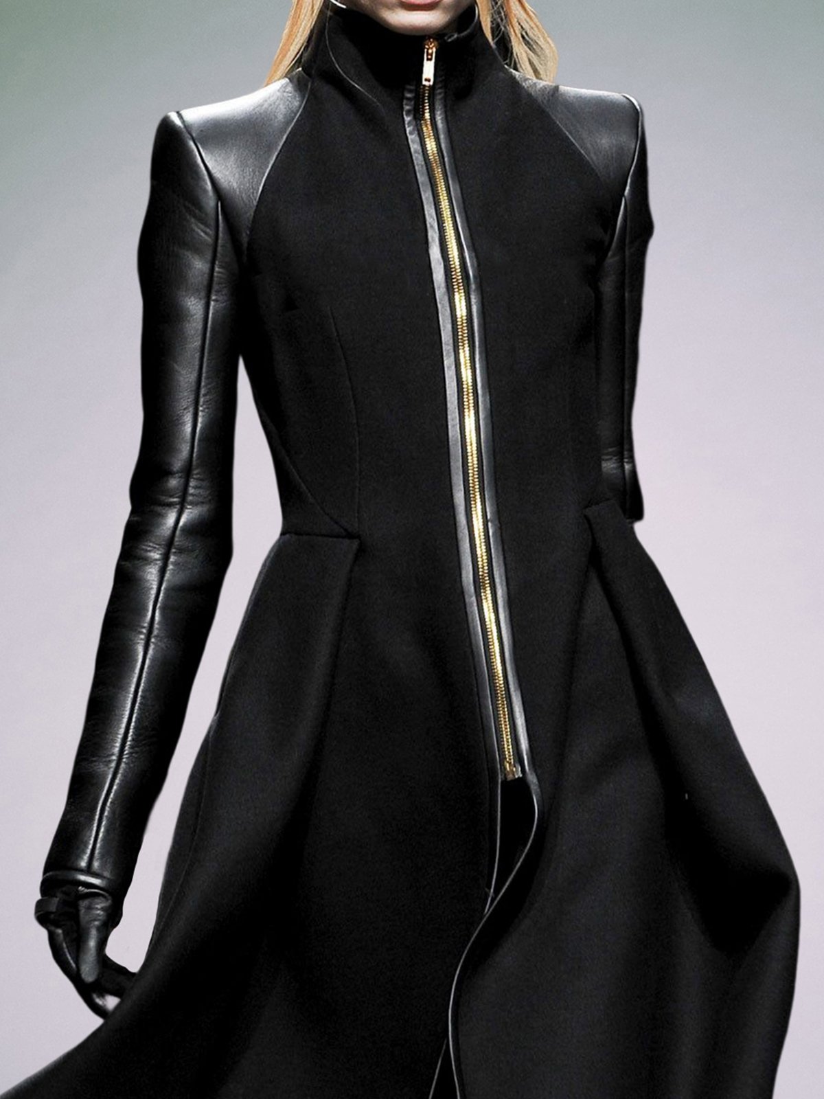 Stand Collar Plain Regular Fit Jacket