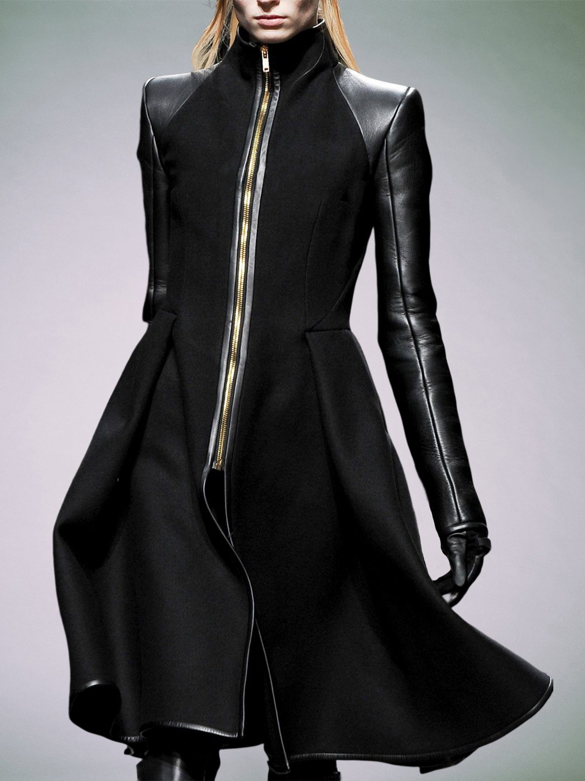 Stand Collar Plain Regular Fit Jacket