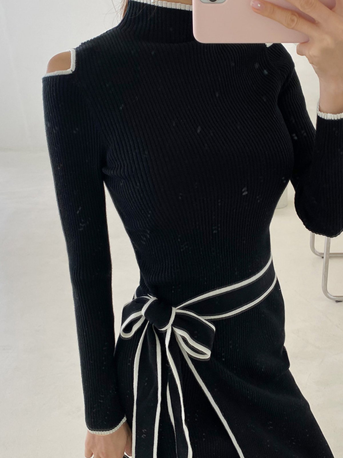 Tight Elegant Turtleneck Long sleeve Midi Dress