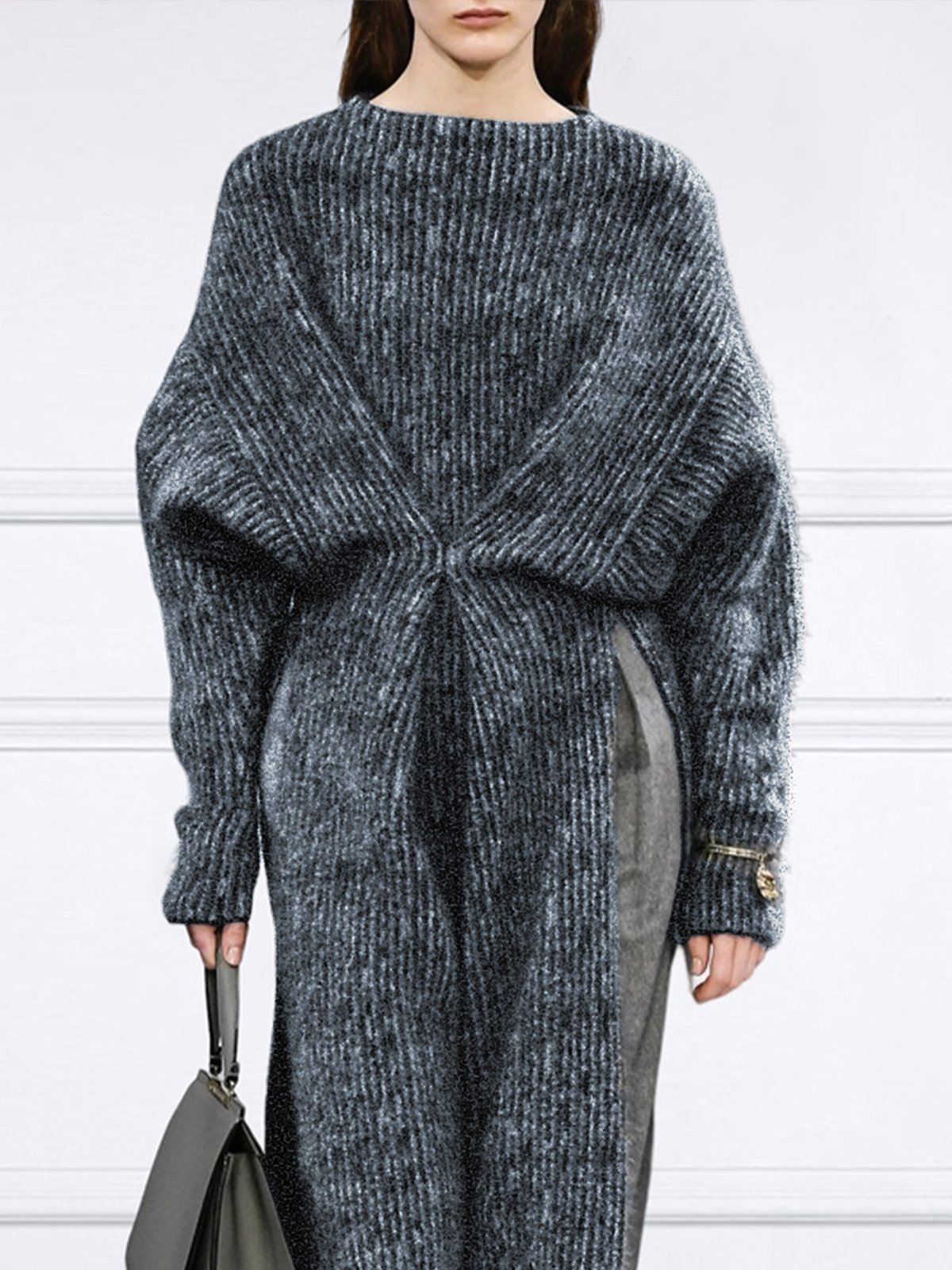 Long sleeve Crew Neck Plain Urban Sweater stylewe