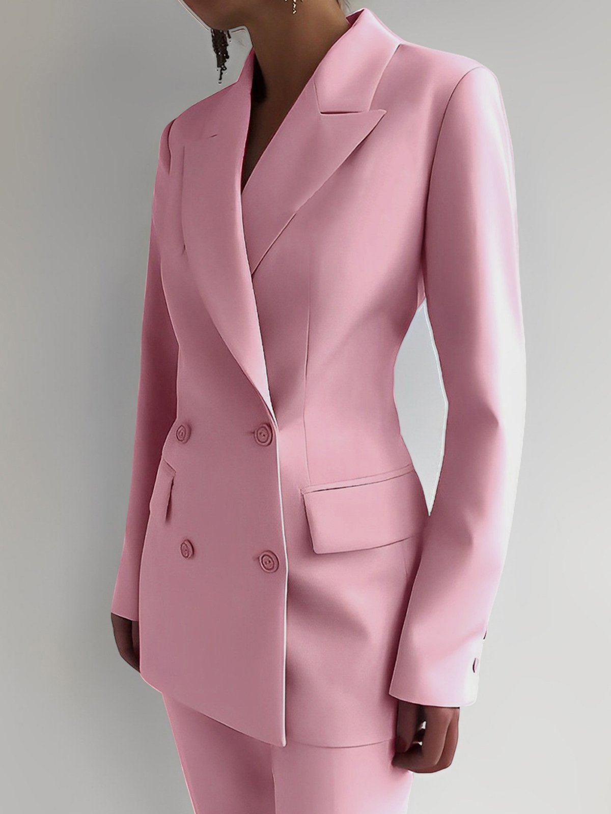Regular Fit Elegant Lapel Collar Plain Blazer