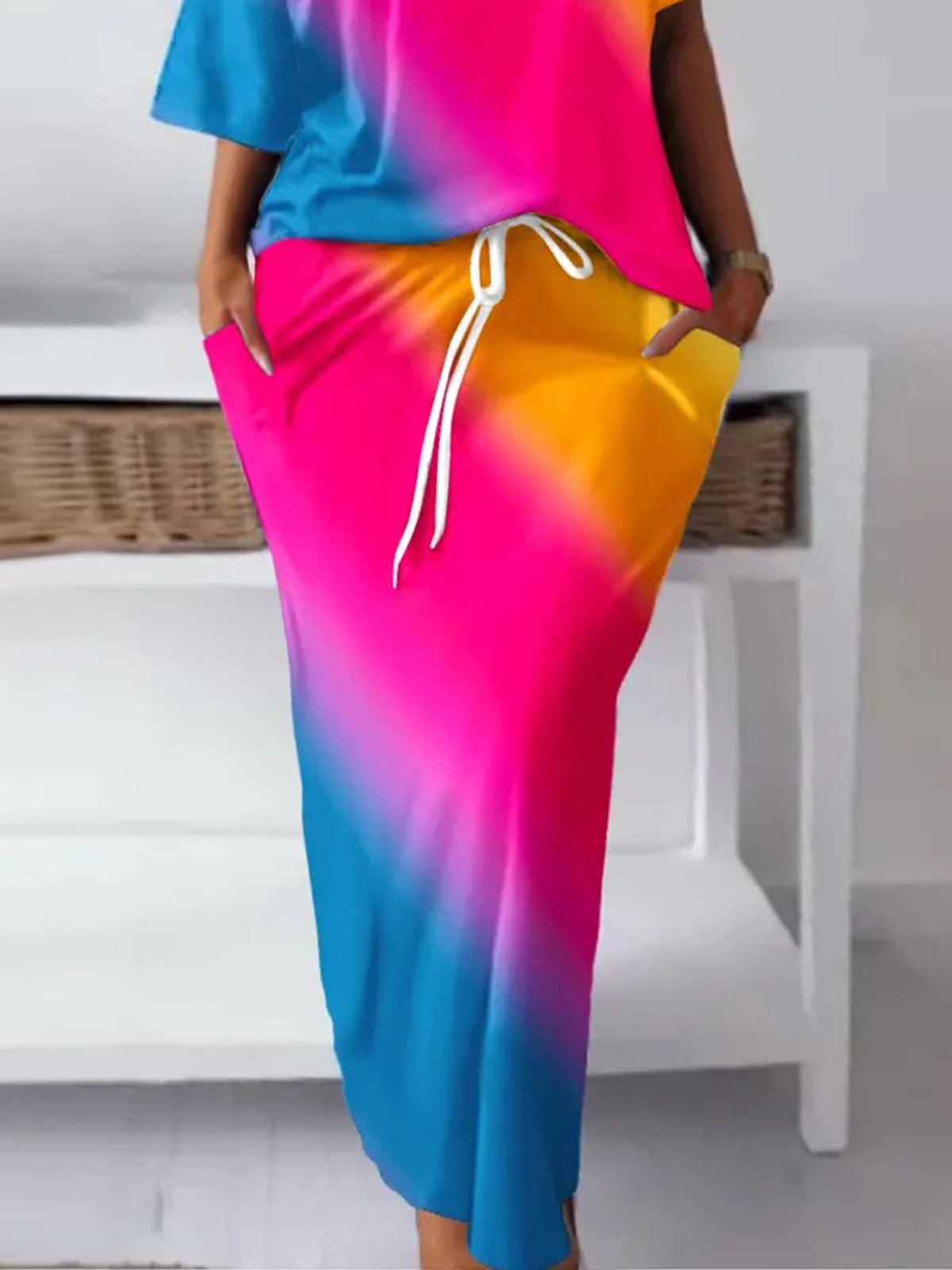 Regular Size Vacation Loose Ombre Skirt