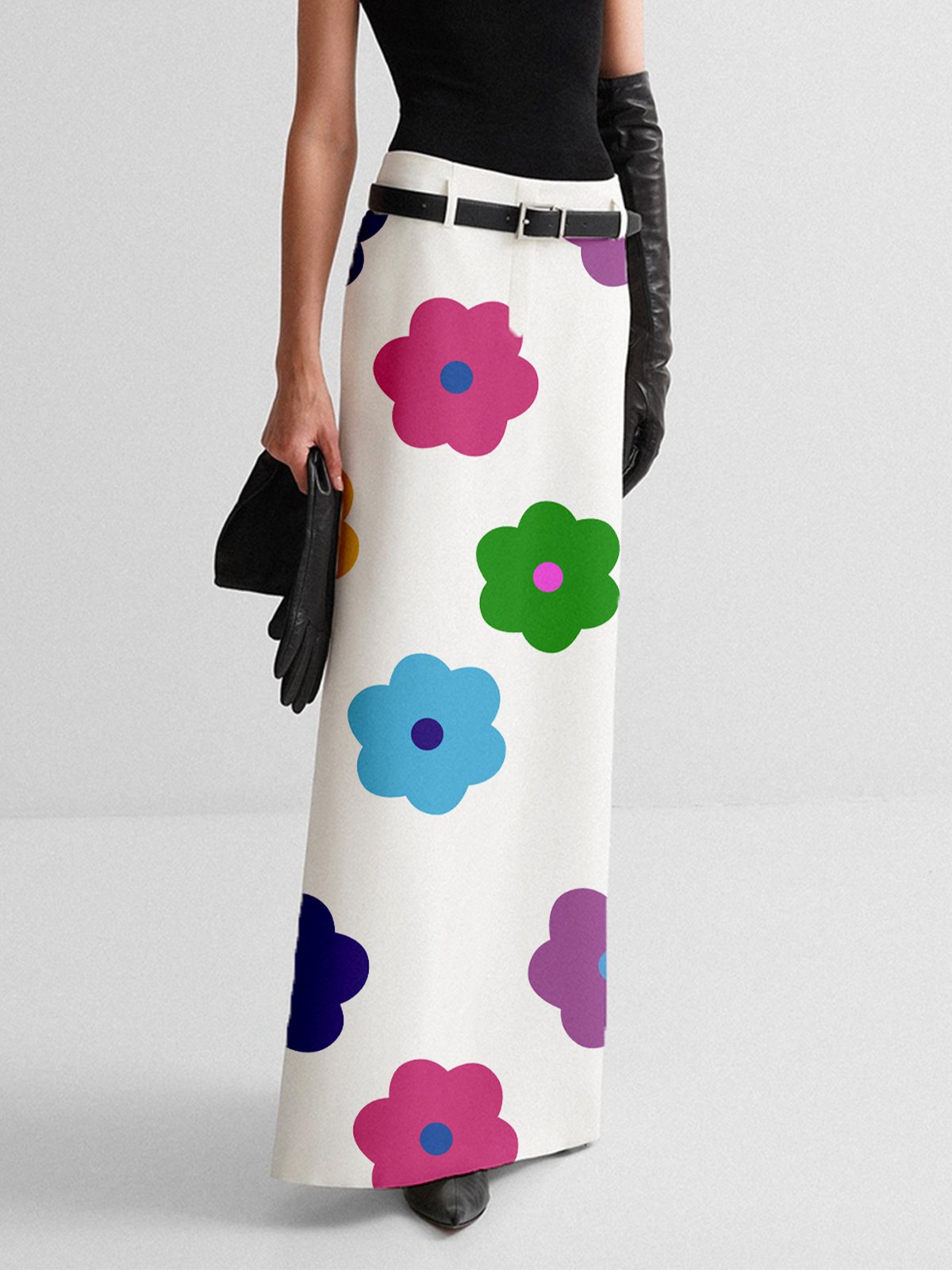 Floral Urban Regular Fit Maxi Skirt With No Belt