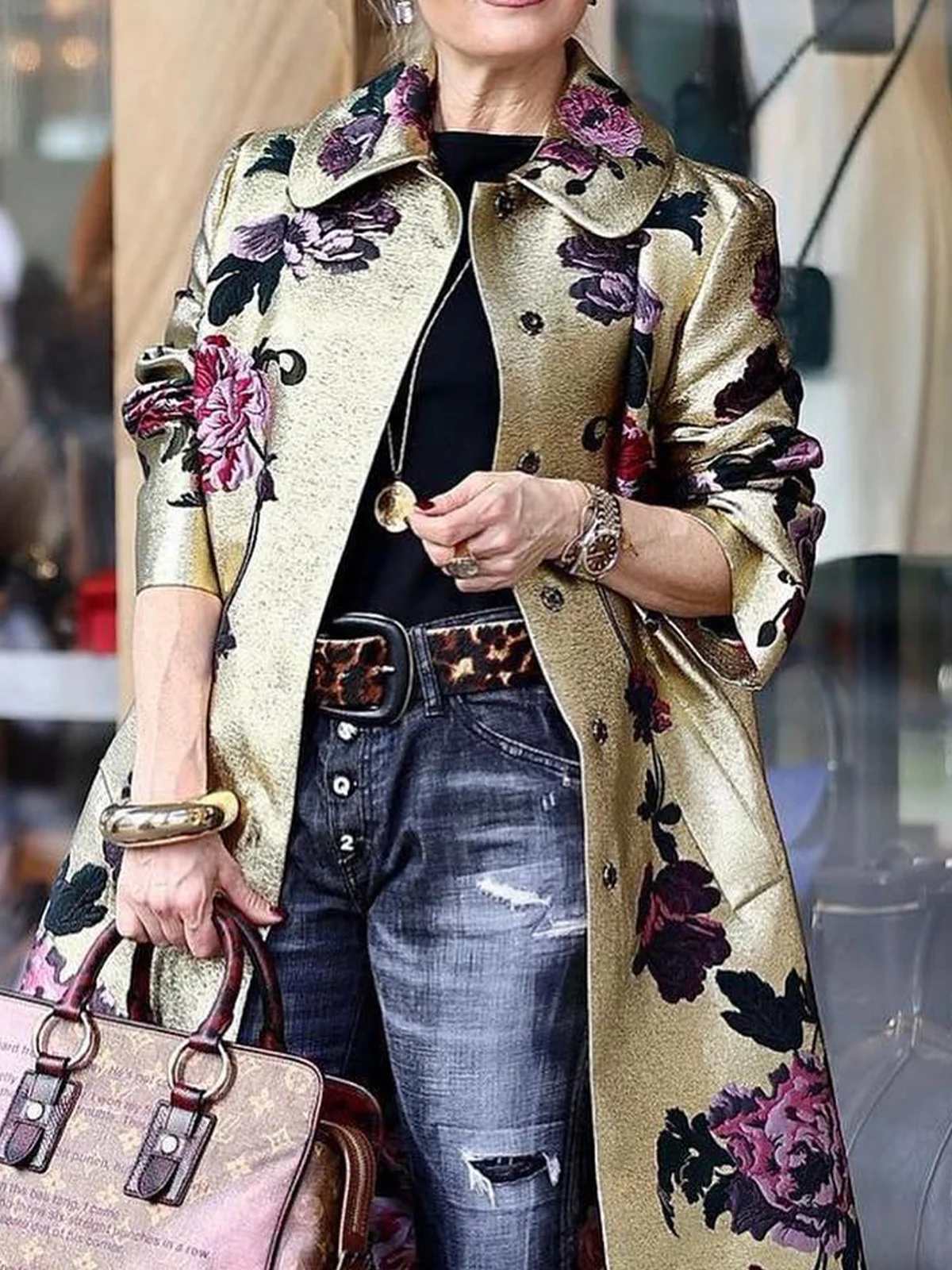 Floral Loose Elegant Trench Coat