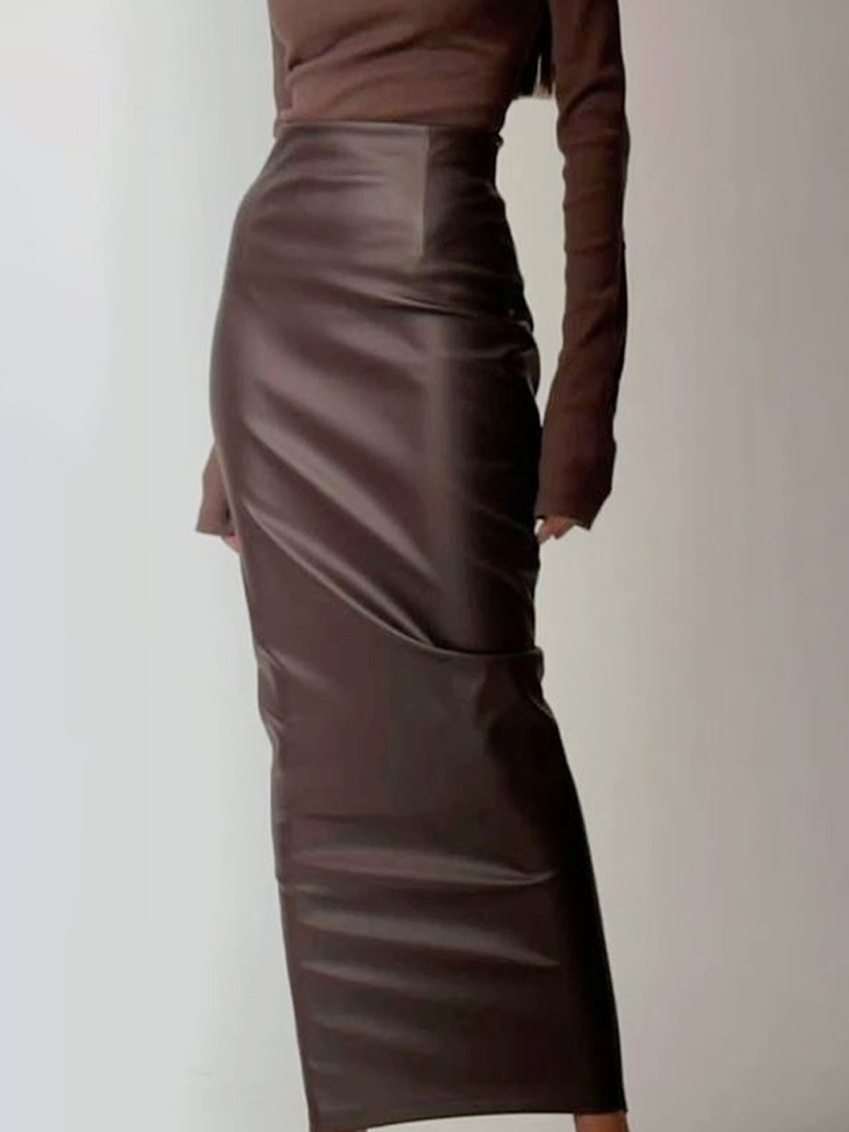 Pu Urban Regular Fit Faux Leather Skirt | stylewe