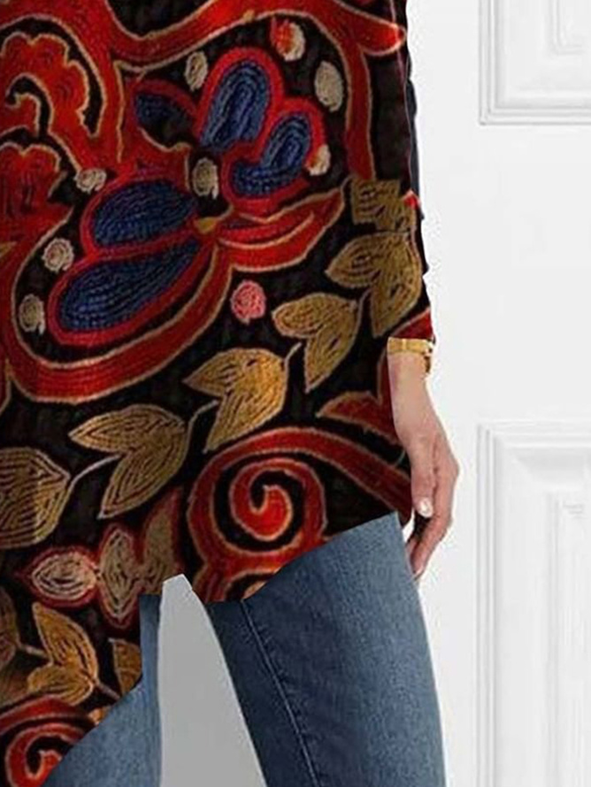 Plus Size Long Sleeve Loosen Abstract Urban Shirt stylewe