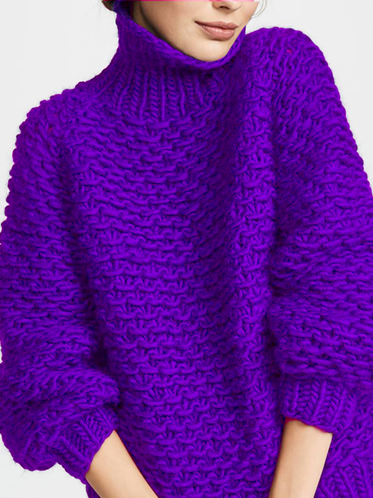 Medium Elasticity Urban Loose Turtleneck Long Sleeve Sweater