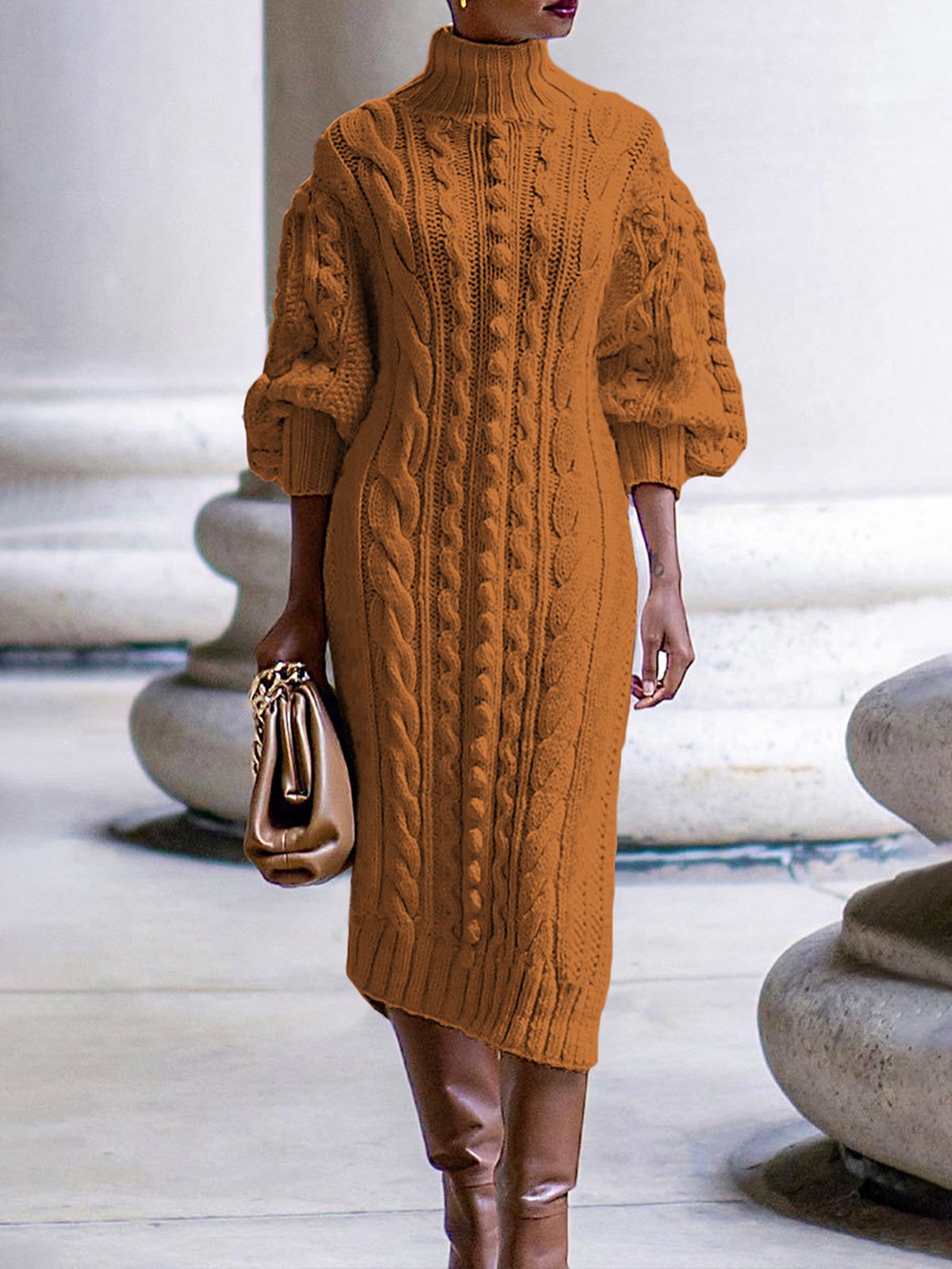 Urban Regular Fit Turtleneck Sweater Dress