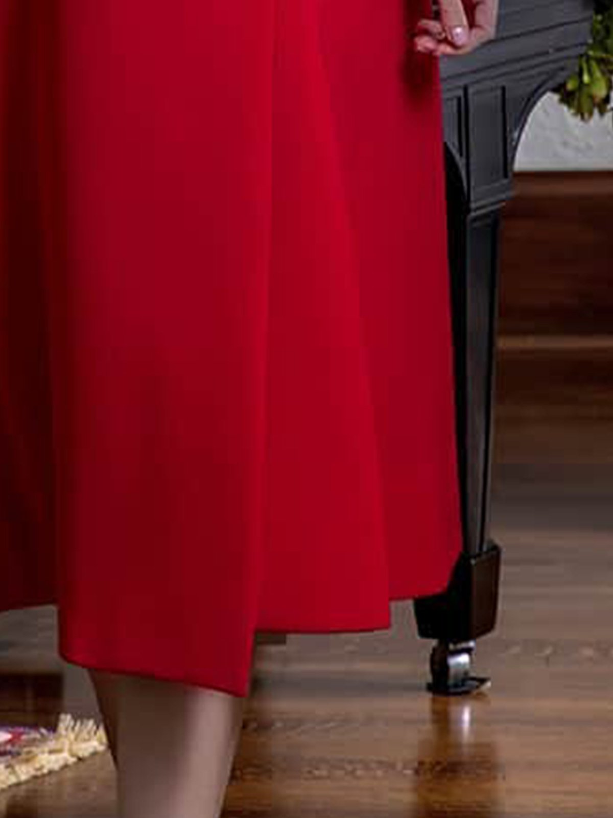 Plain Elegant Long Sleeve Midi Dress With No Belt
