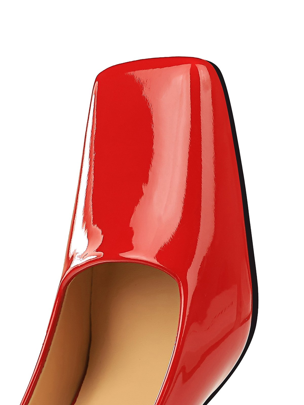 Women Minimalist Patent Leather Stiletto Heel Square Toe Pumps