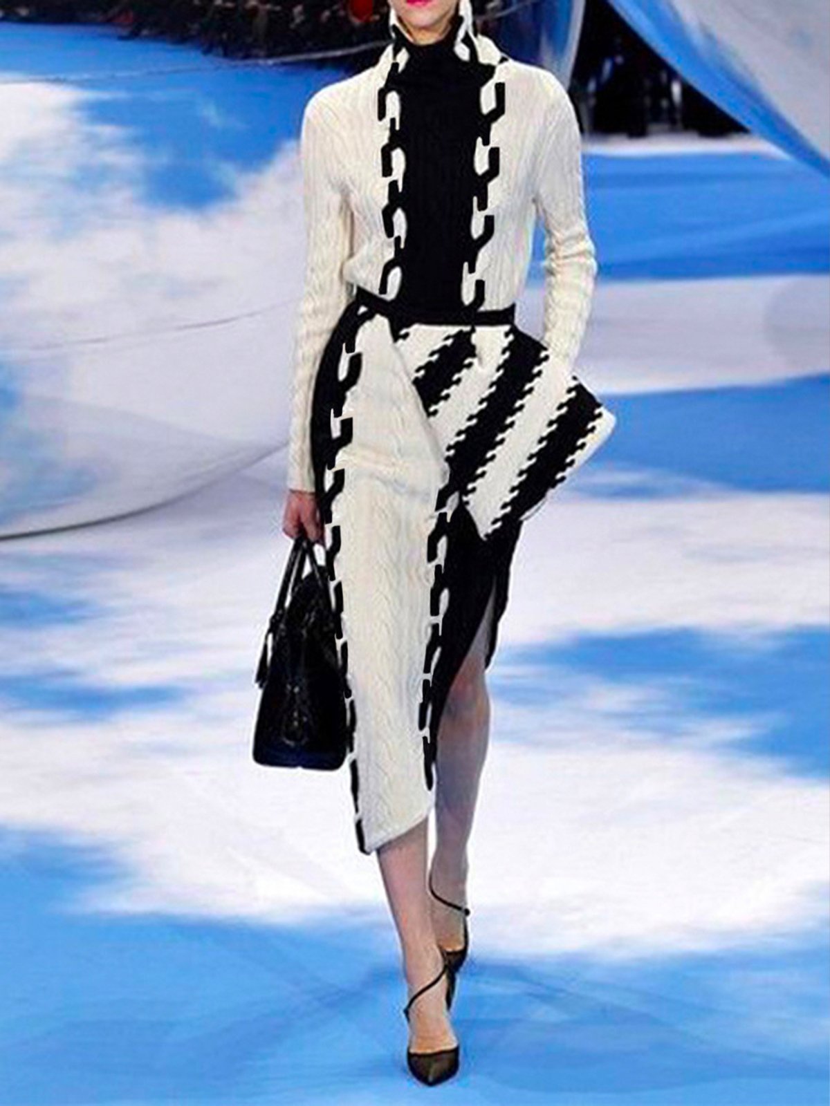 Urban Tight Color Block Midi Skirt