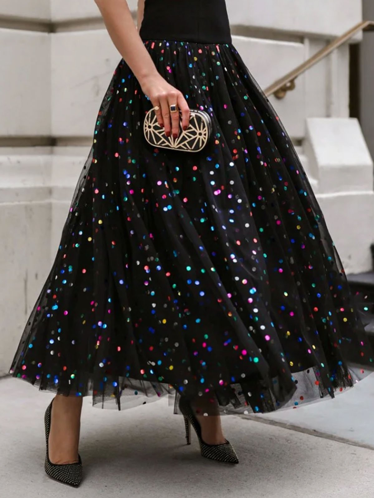 High Waist Loose Party Polka Dots Skirt stylewe