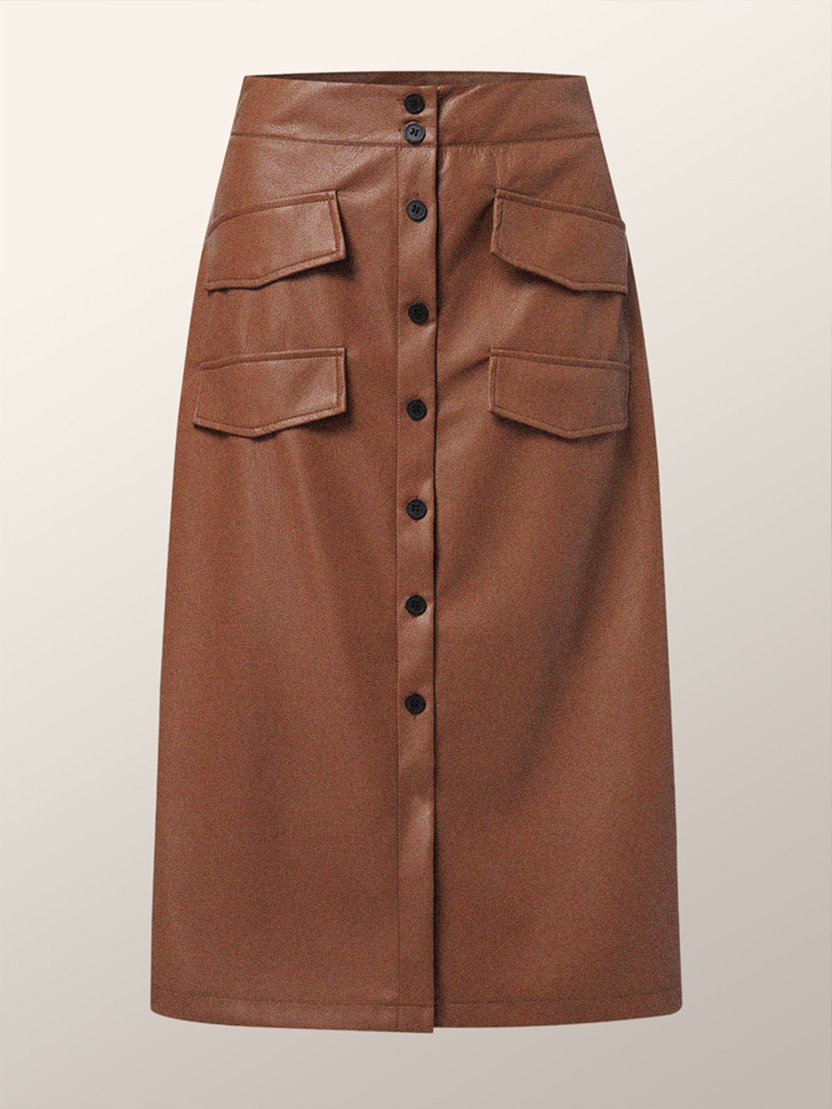 Plain Regular Fit Urban Pu Faux Leather Skirt