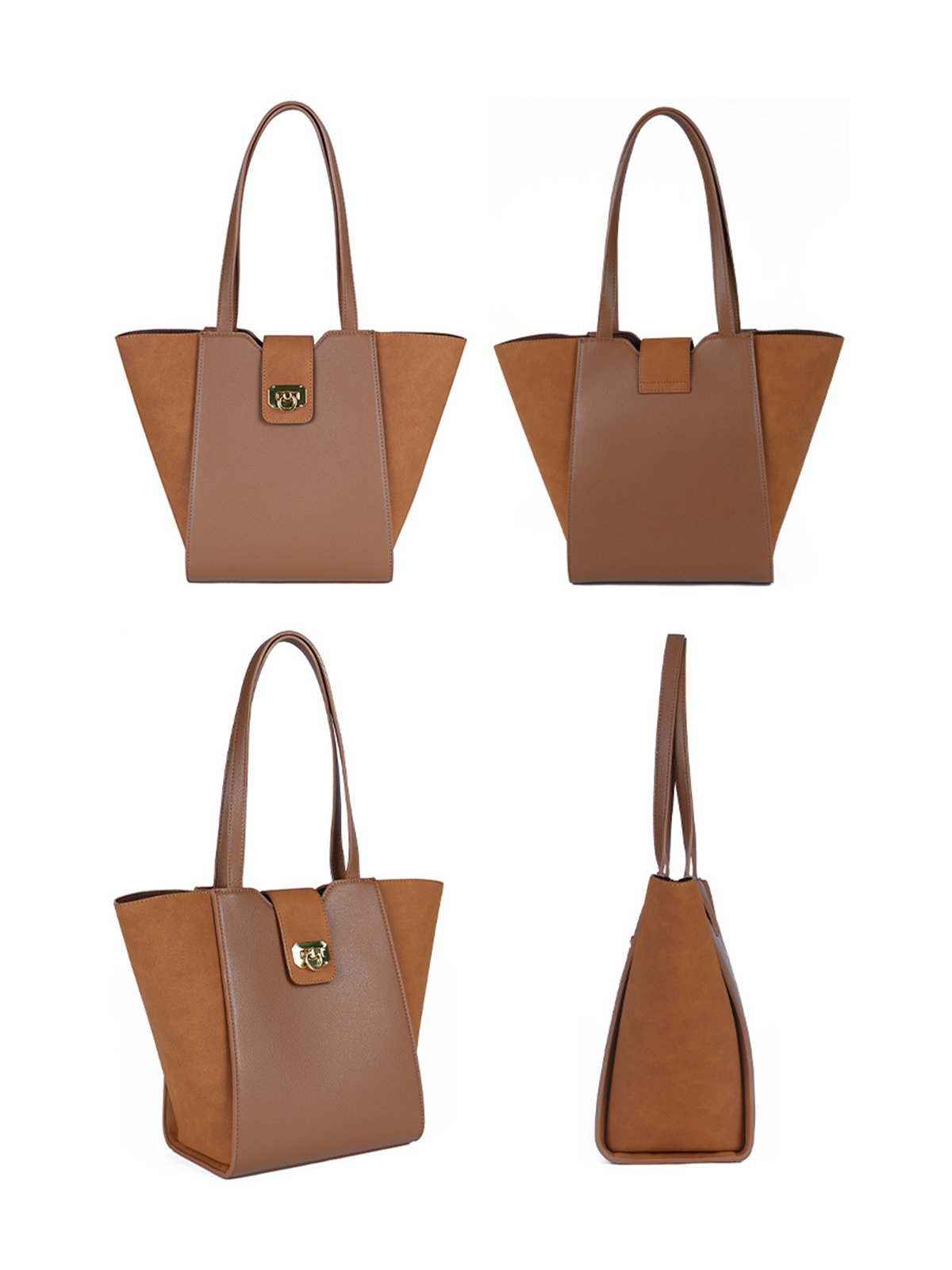 2pcs/set Large Capacity Minimalist Color-block Tote Bag with A Storage Bag