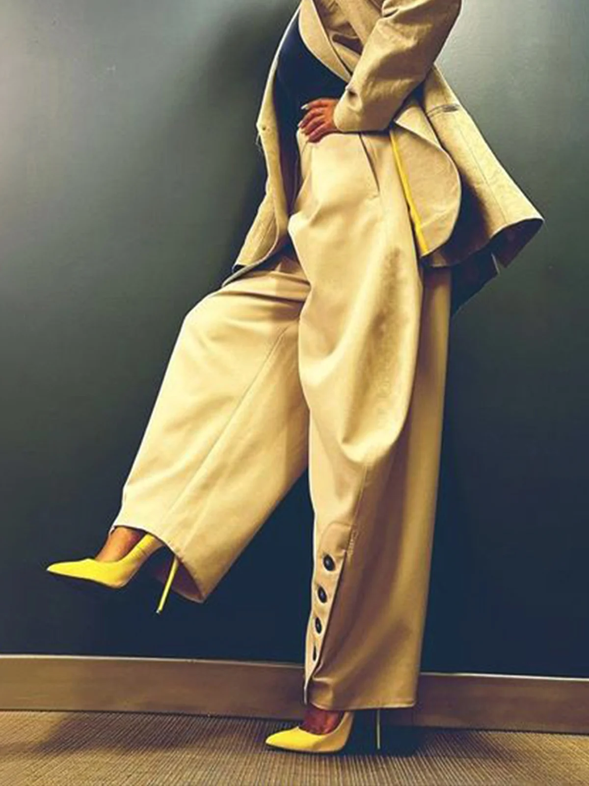 Pocket Stitching Regular Fit Urban Plain Pants