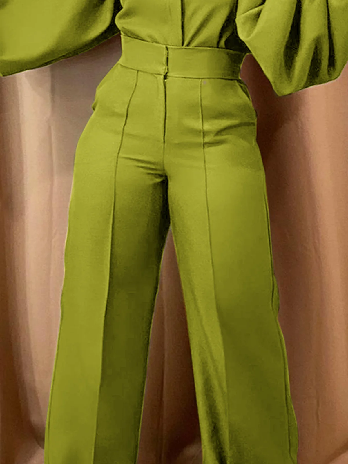 Loose Plain Urban Long Pants Straight pants