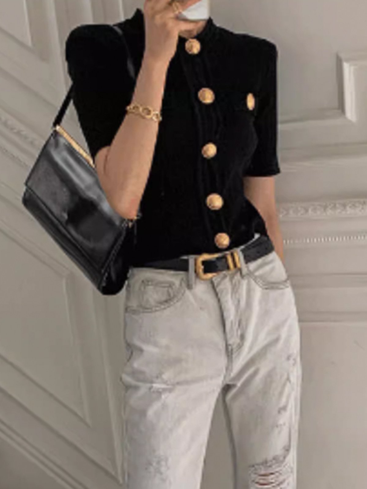 Daily Buttoned Plain Casual T-Shirt