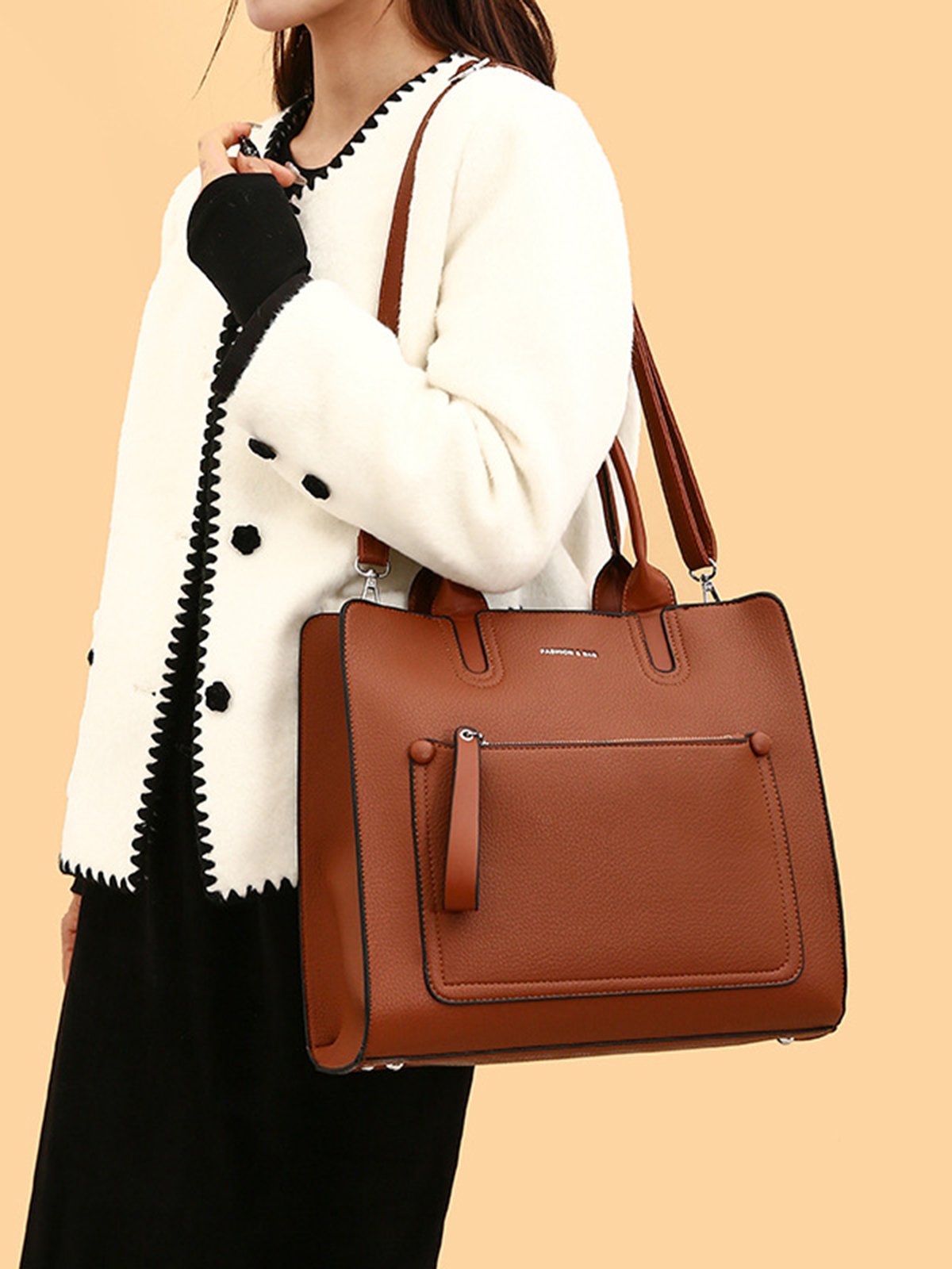 Women Minimalist Large Capacity Tote Handbag with Crossbody Strap