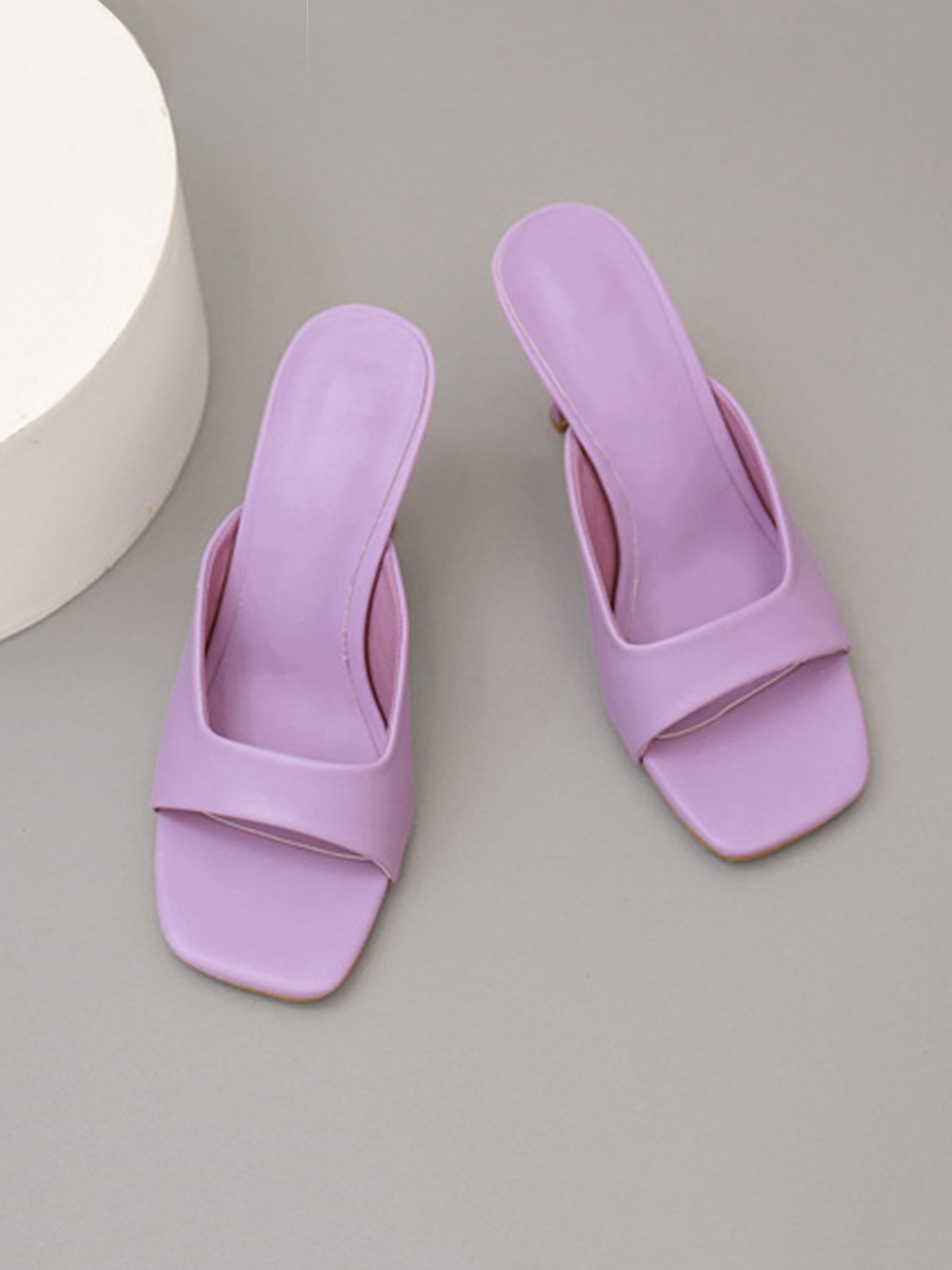 Minimalist Square Toe Stiletto Heel Mule Sandals