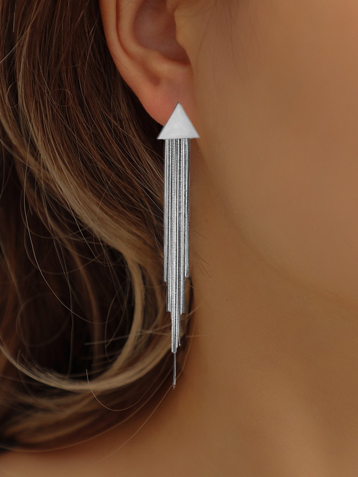Women Minimalist Geometric Metal Tassel Earrings