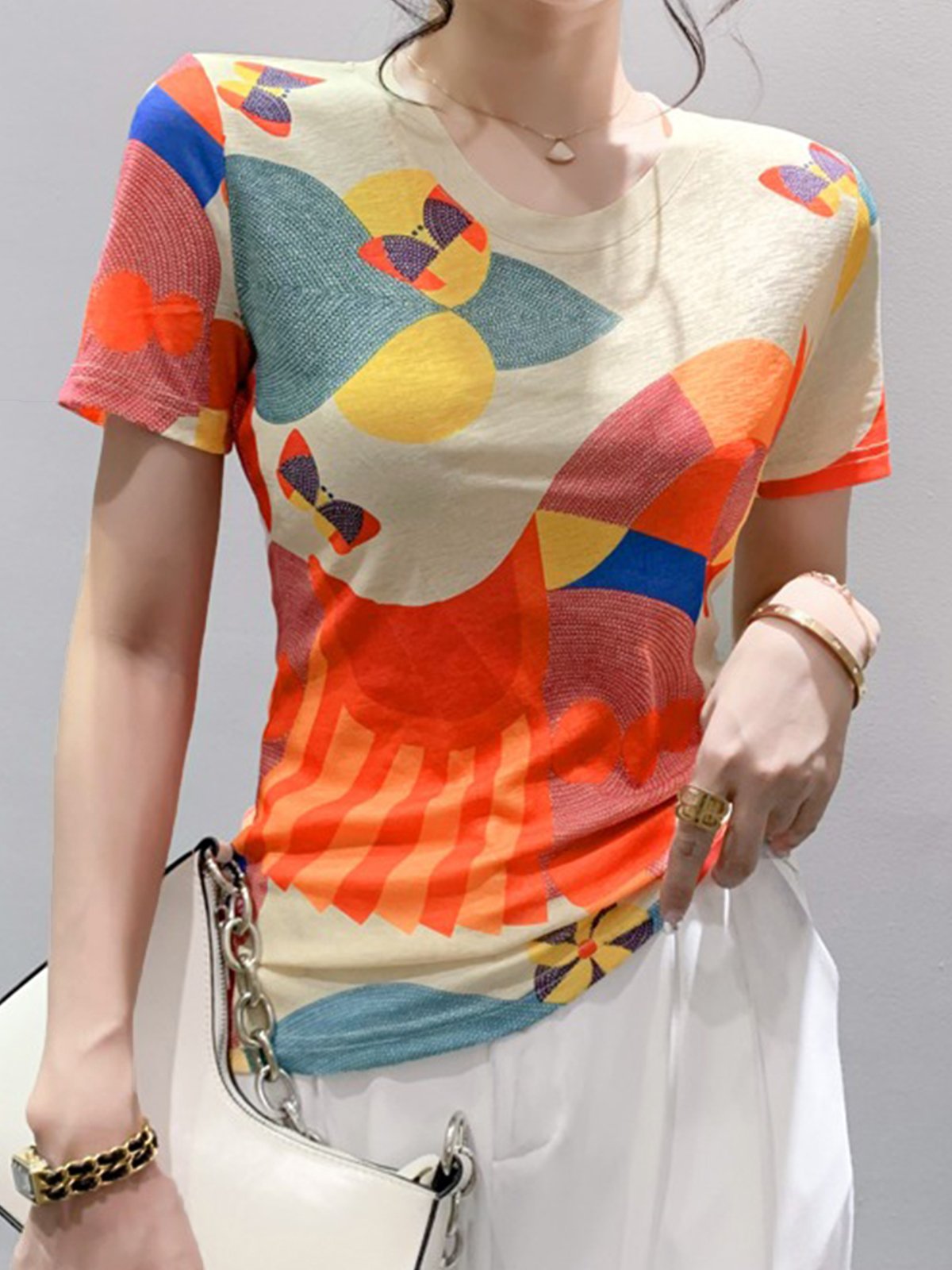 Daily Abstract Graphic Casual Short Sleeve T-Shirt