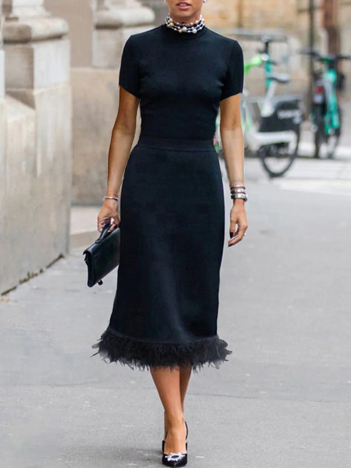 long green dress Layalina Dark Green Maxi Dress With Long Sleeves