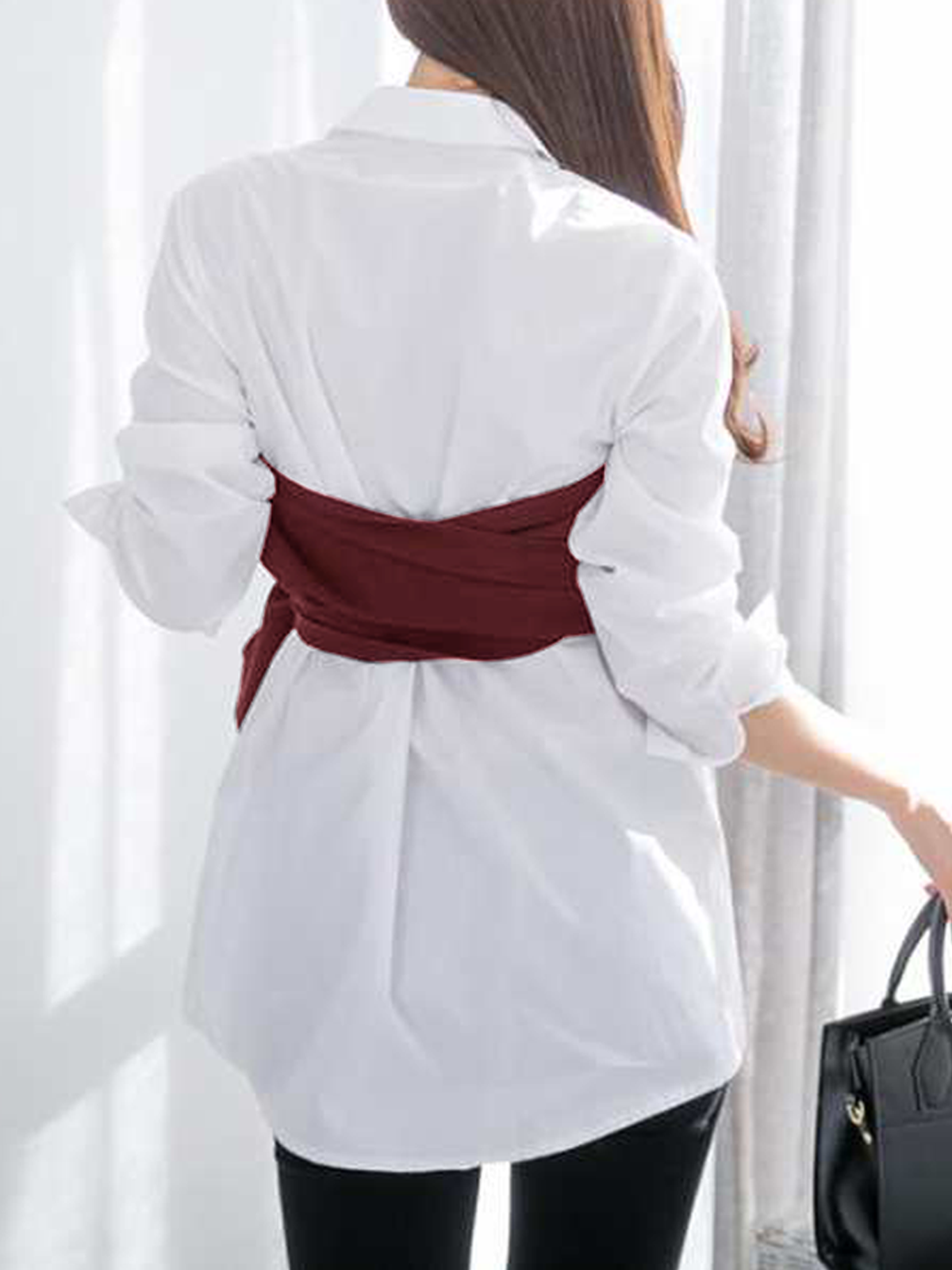 Color Block Long Sleeve Regular Fit Elegant Blouse