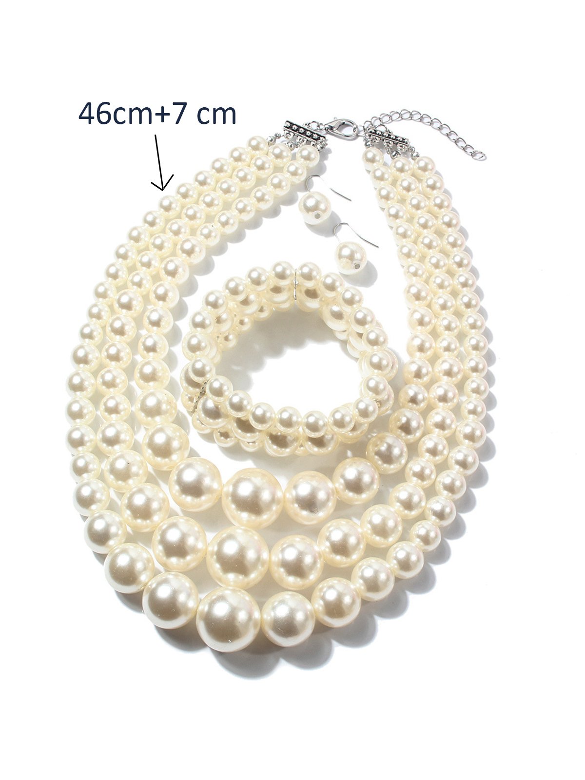 3pcs/set Elegant Imitation Pearl Multilayer Necklace Party Jewelry Set
