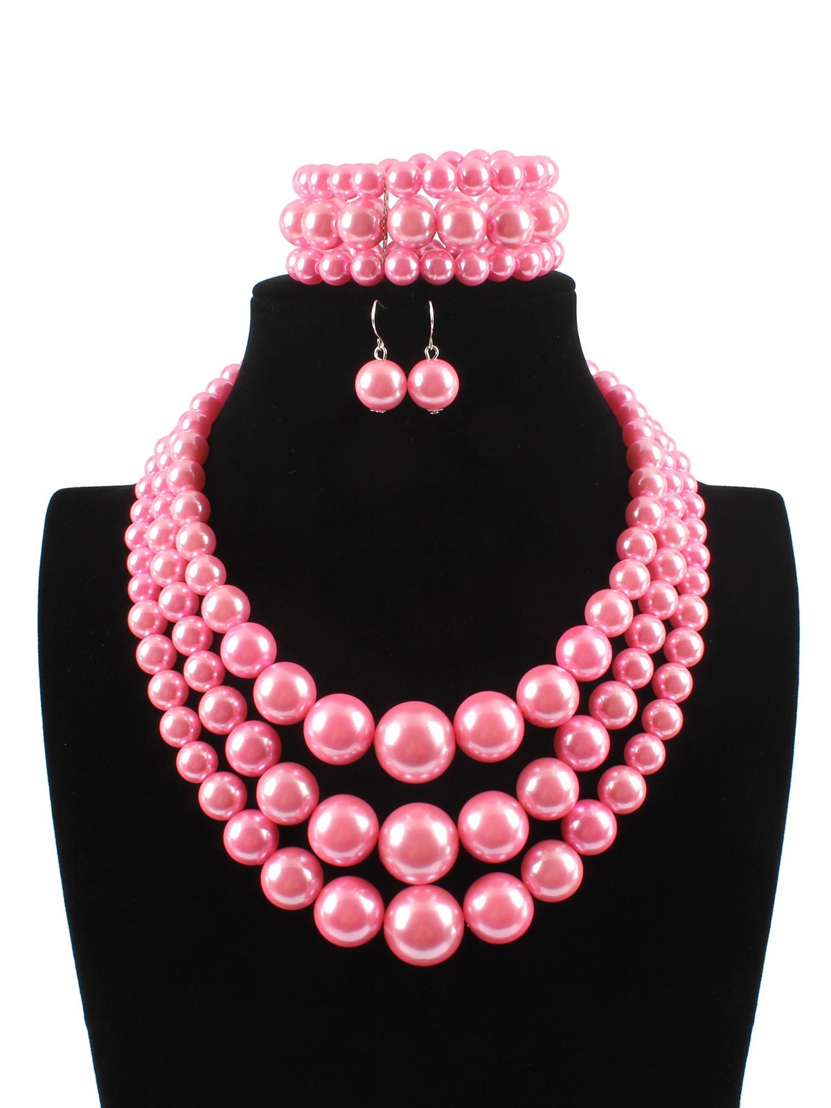 3pcs/set Elegant Imitation Pearl Multilayer Necklace Party Jewelry Set