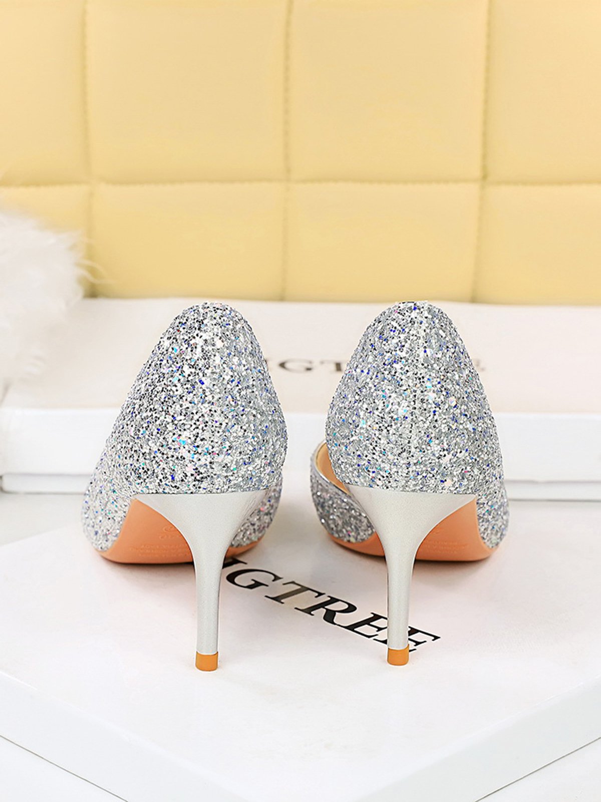 Sparkling Glitter Wedding Dress Stiletto Heel D'Orsay Pumps