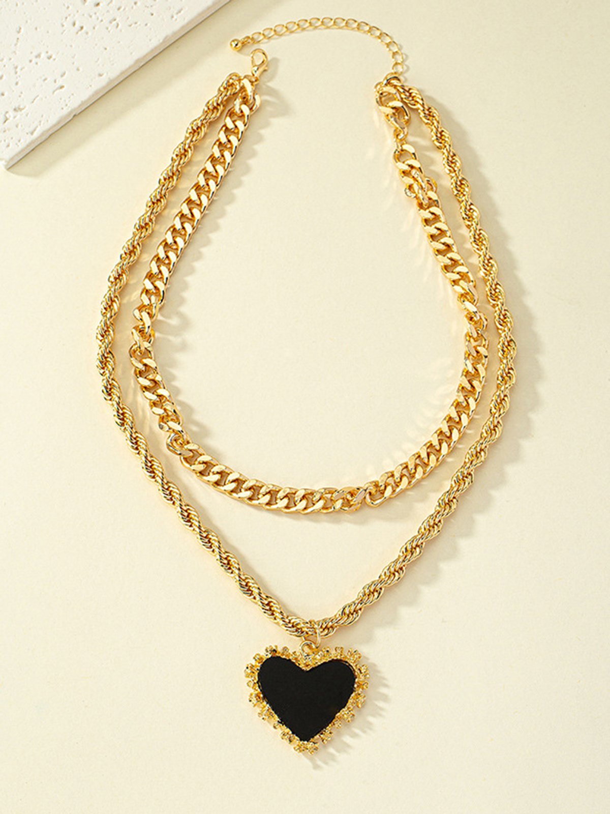 Valentine's Day Double Layered Heart Shaped Pendant Necklace