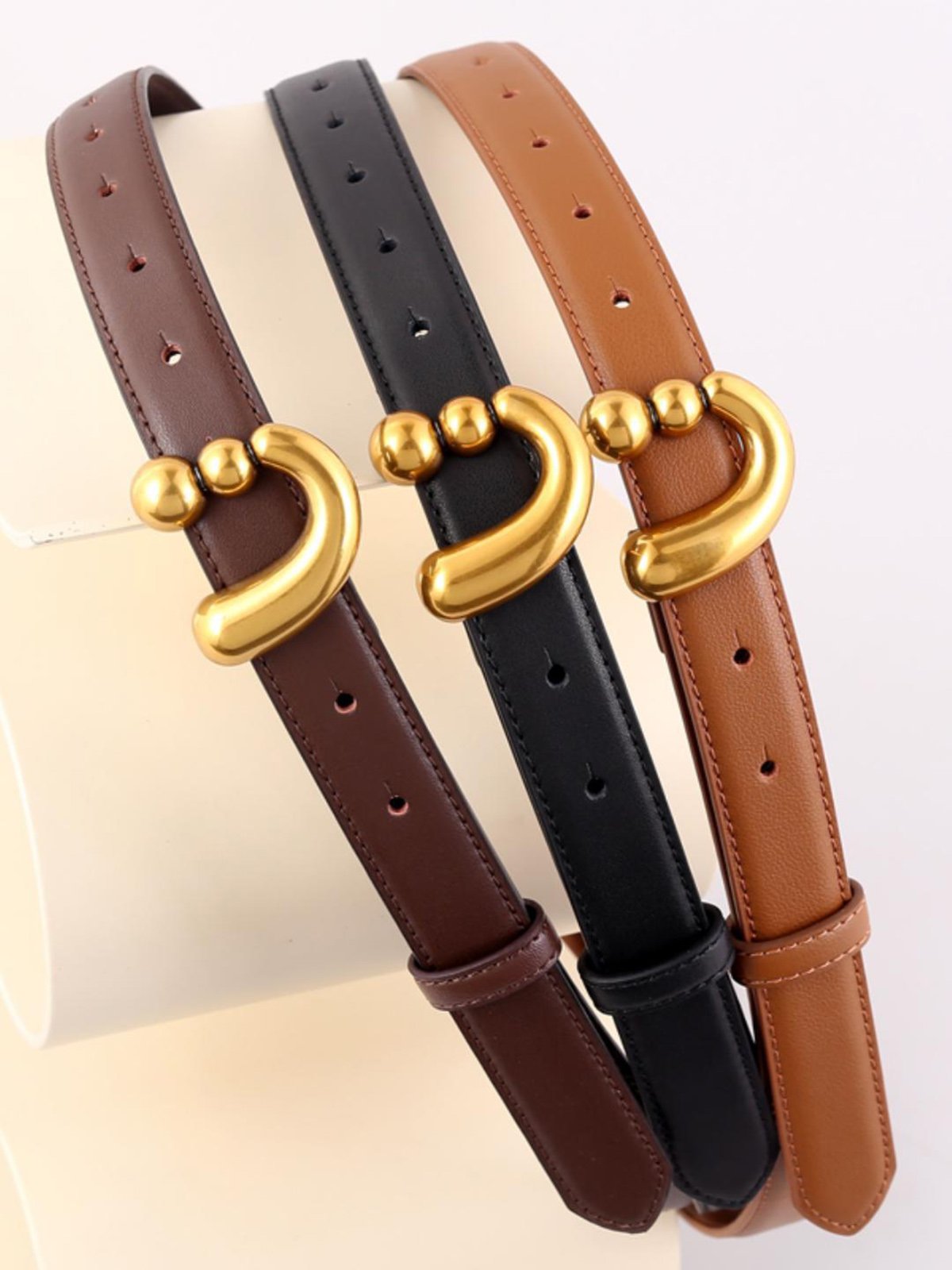 Personalized Metal Buckle Split Leather Thin Belt